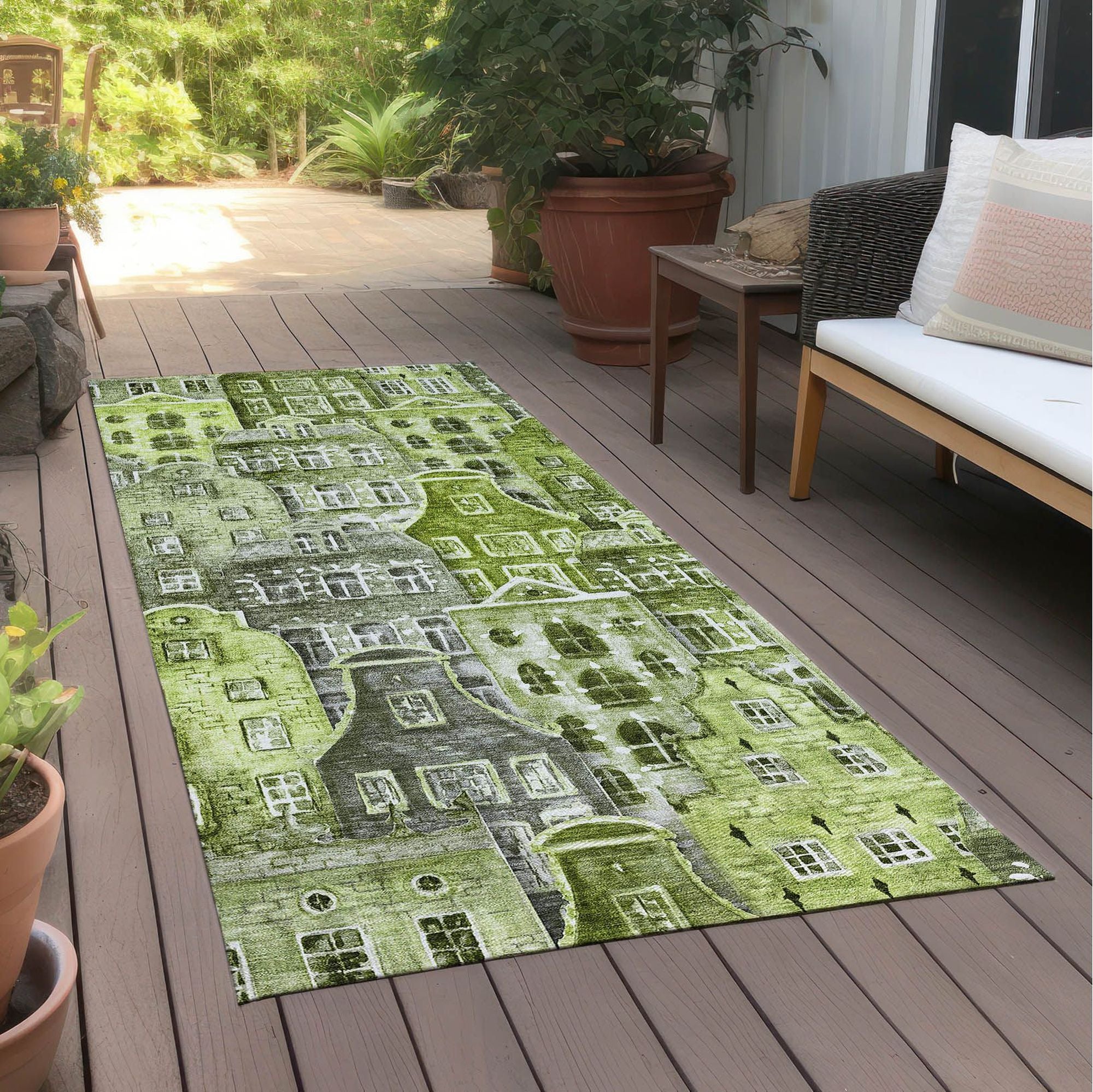 Machine Made ACN600 Green Rugs