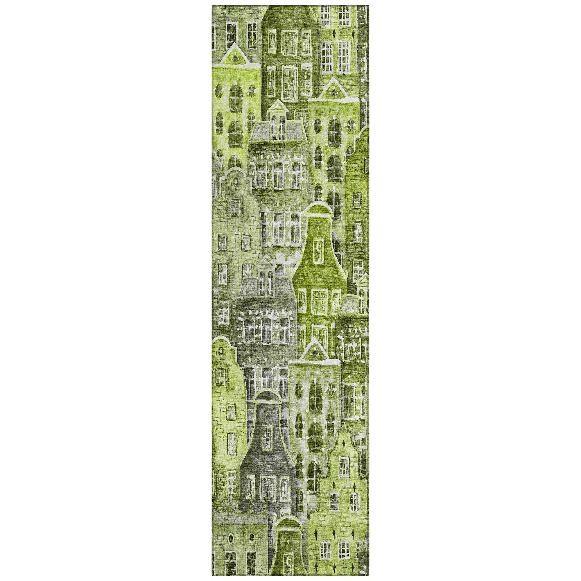 Machine Washable Green Rug - Indoor / Outdoor - Kids / Pet Friendly Novelty Print Rug