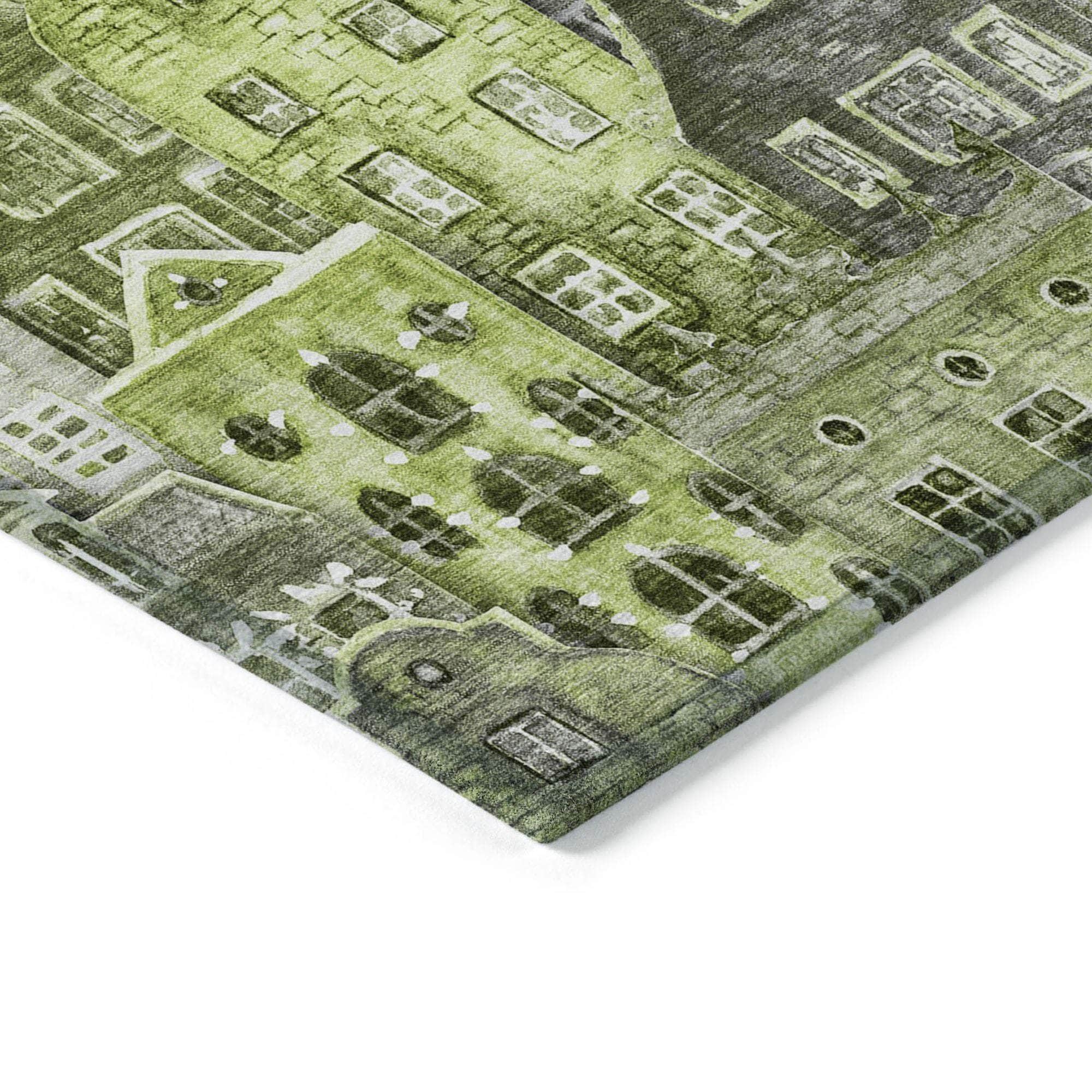 Machine Made ACN600 Green Rugs