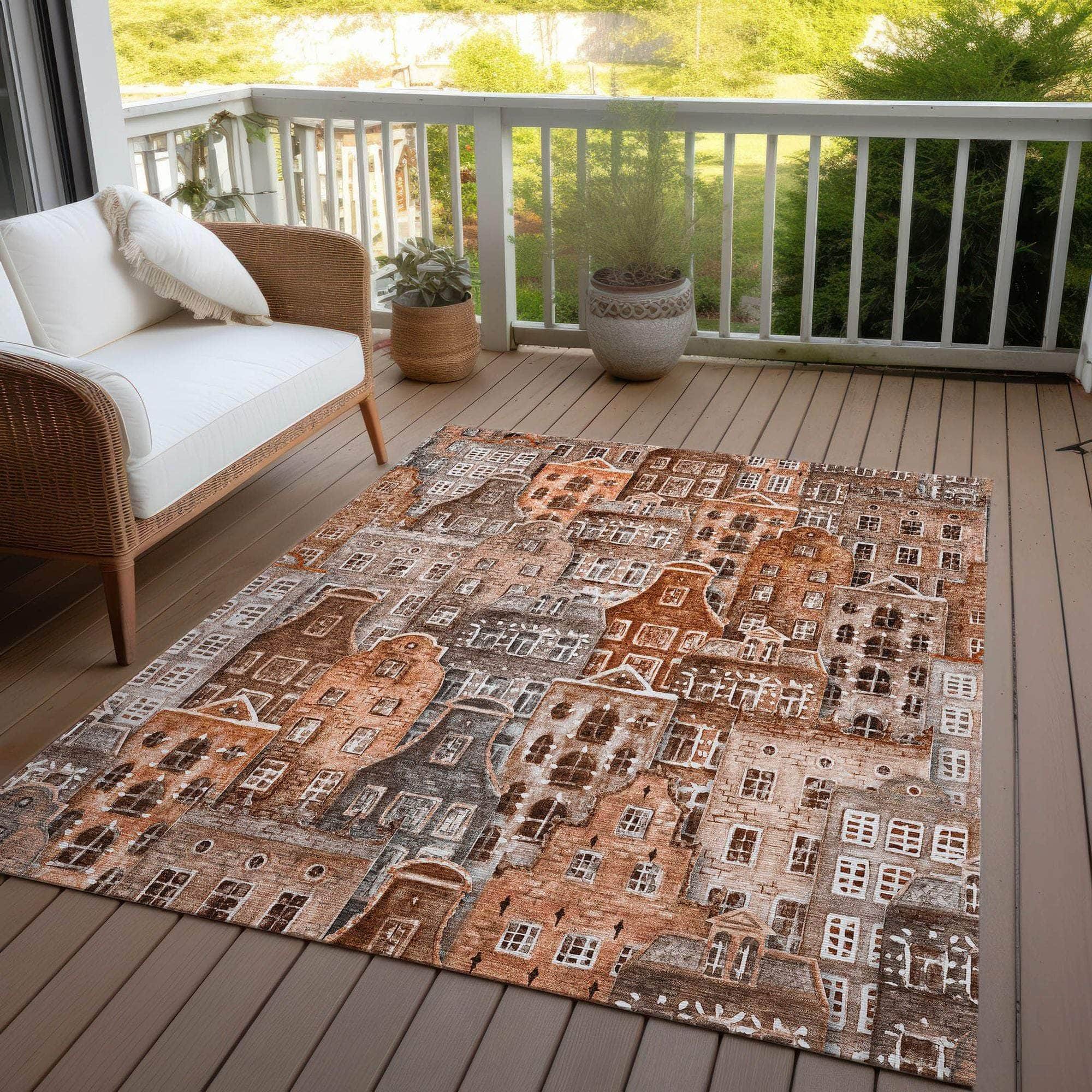Machine Made ACN600 Paprika Orange Rugs