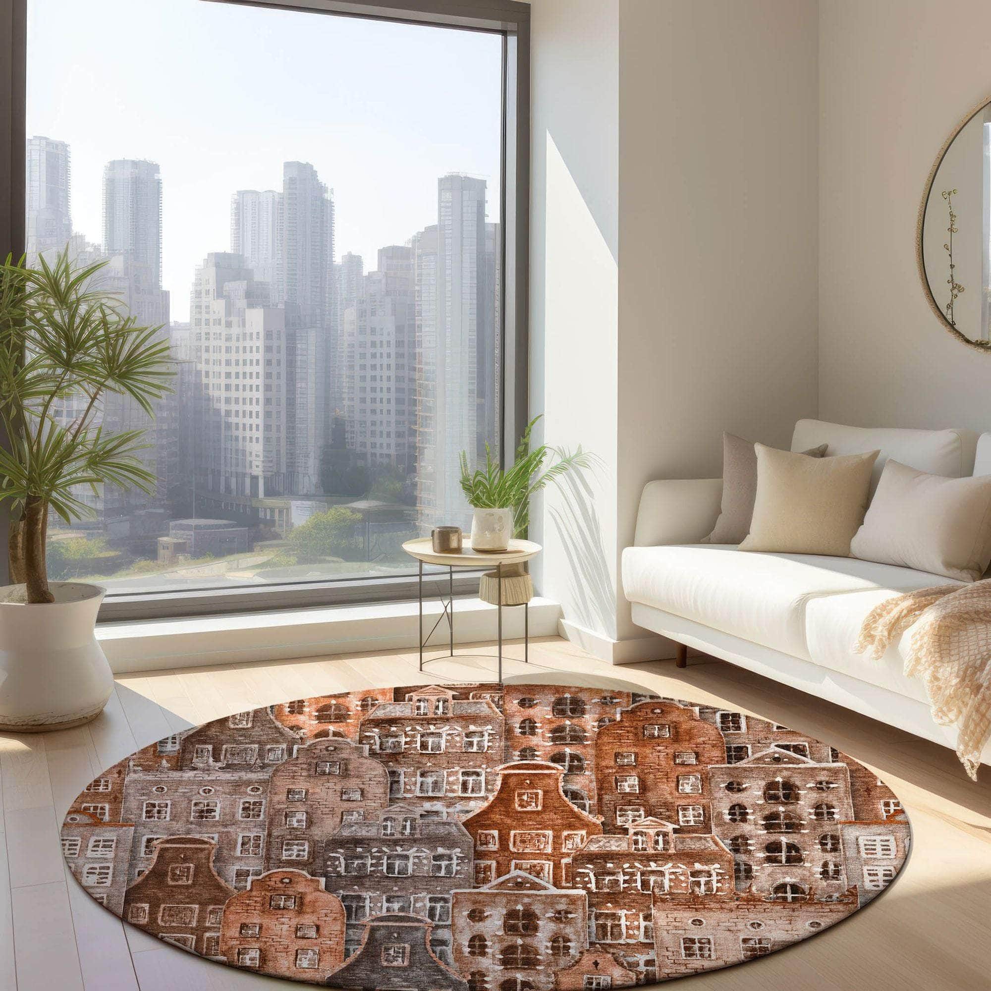 Machine Made ACN600 Paprika Orange Rugs