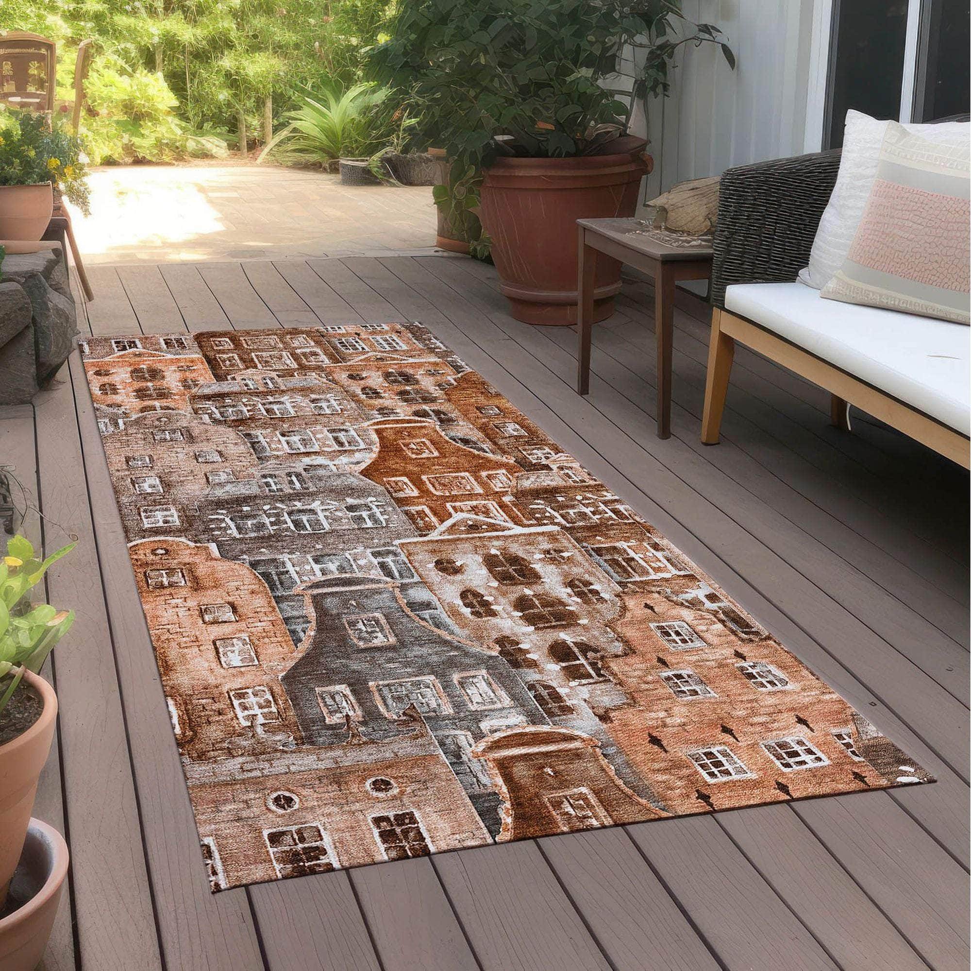 Machine Made ACN600 Paprika Orange Rugs
