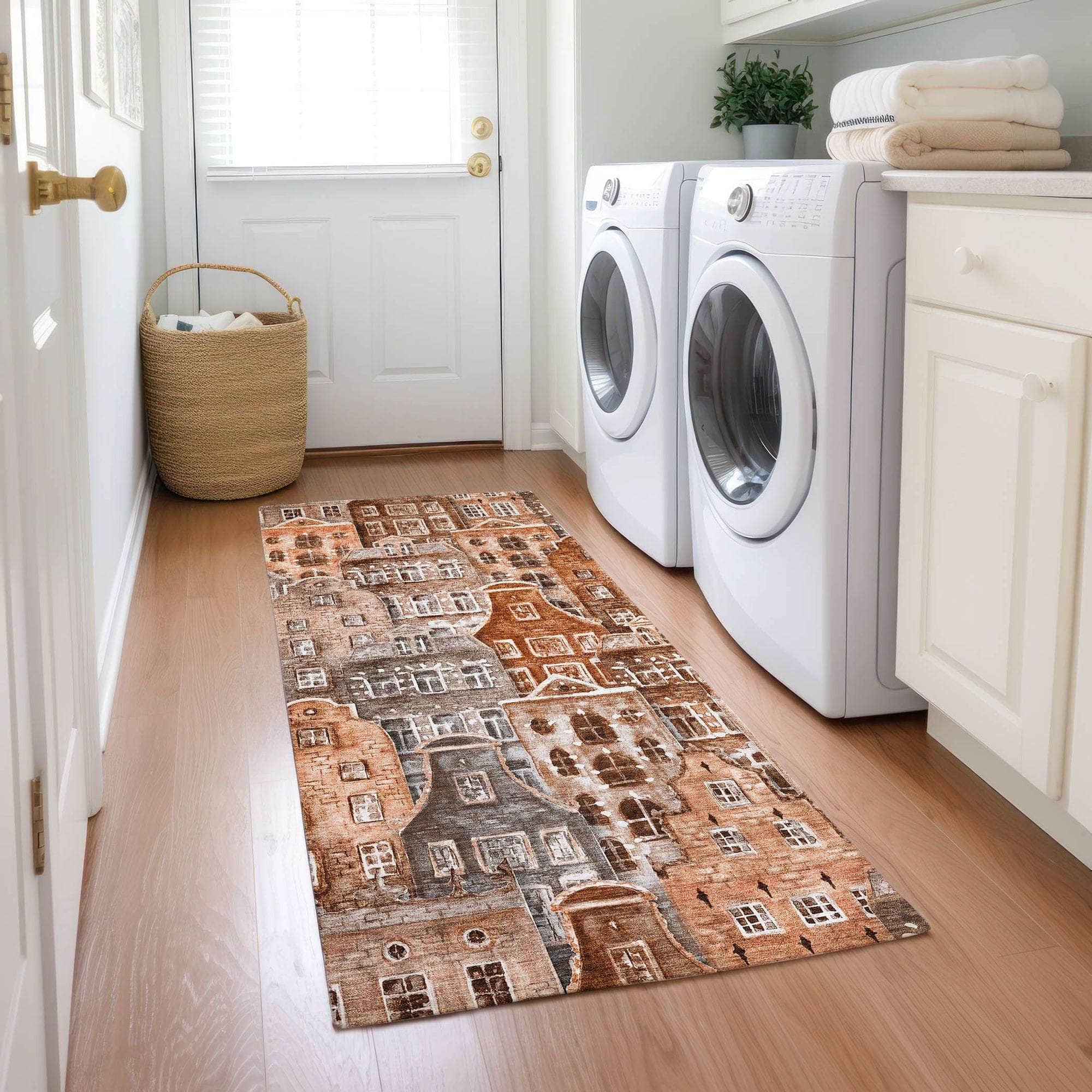 Machine Made ACN600 Paprika Orange Rugs