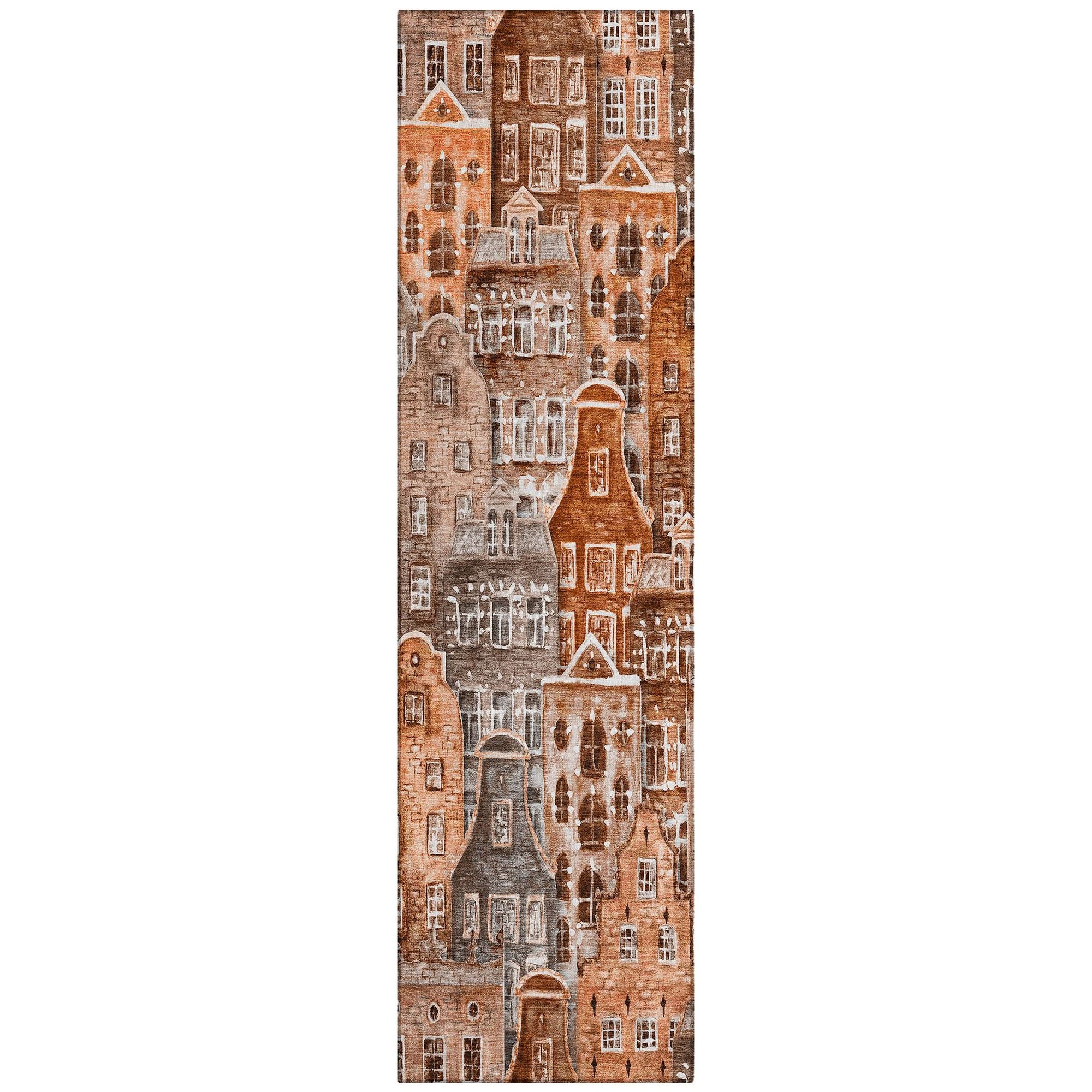 Machine Washable Paprika Orange Rug - Indoor / Outdoor - Kids / Pet Friendly Novelty Print Rug