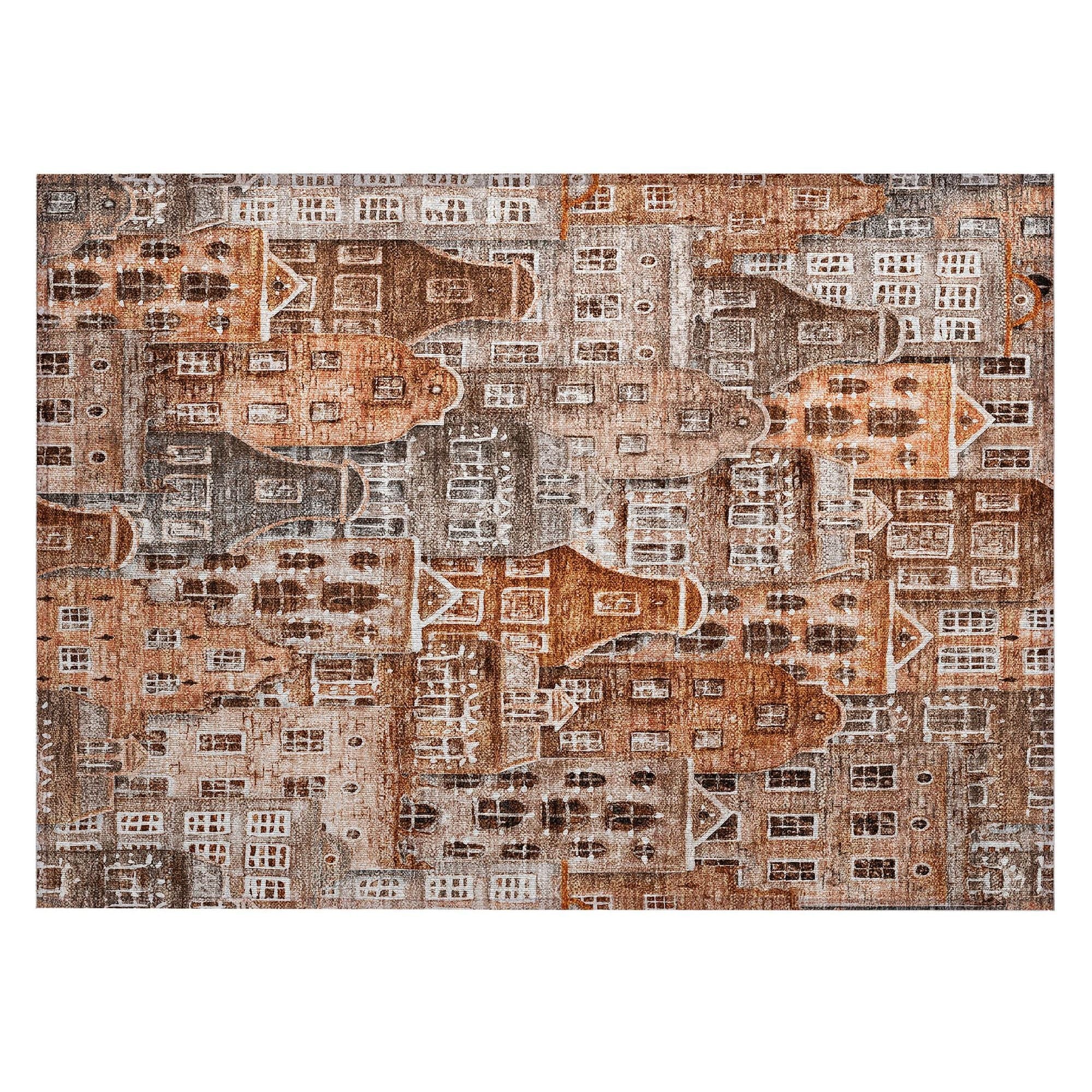 Machine Washable Paprika Orange Rug - Indoor / Outdoor - Kids / Pet Friendly Novelty Print Rug