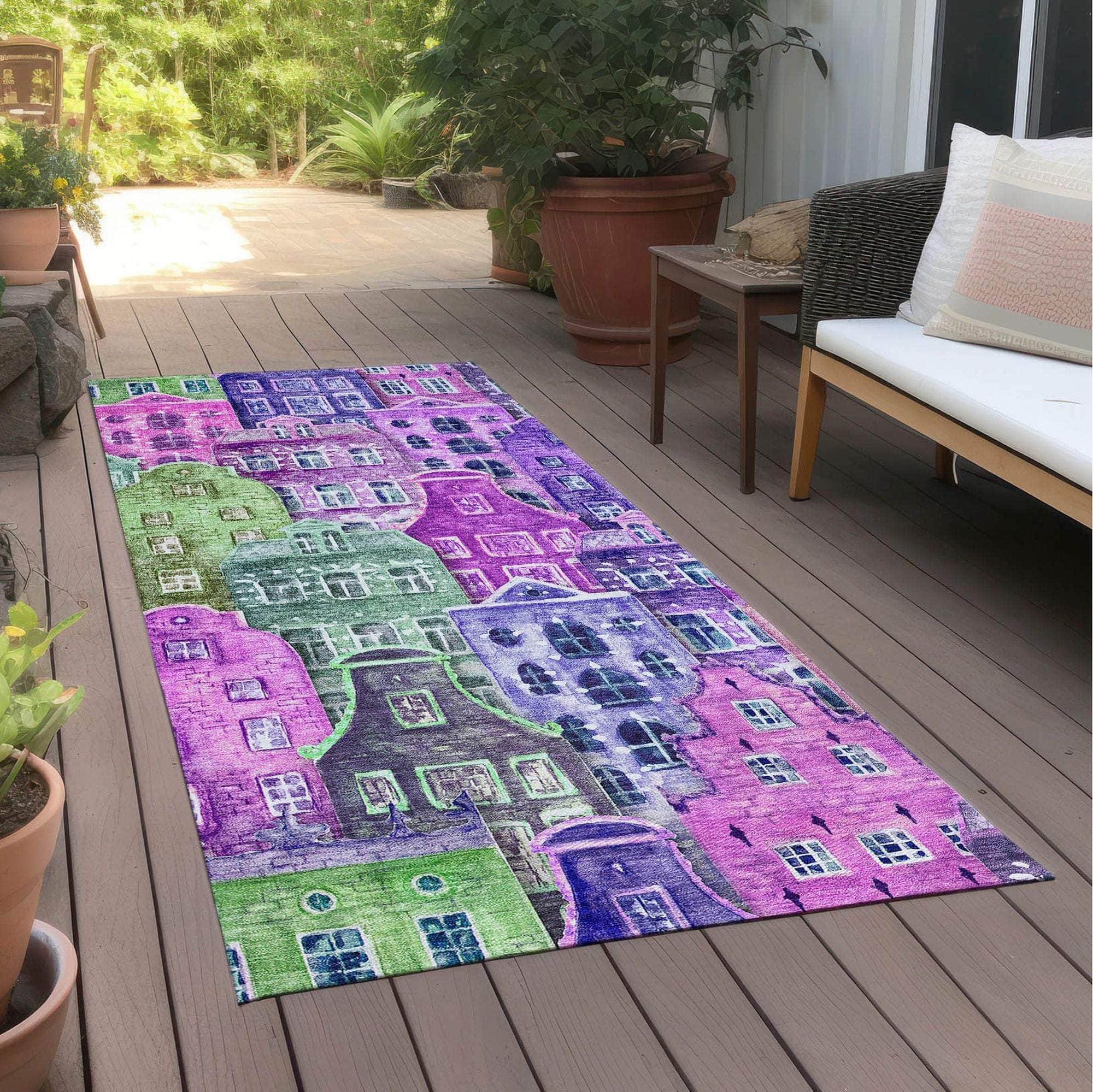Machine Made ACN600 Purple Rugs