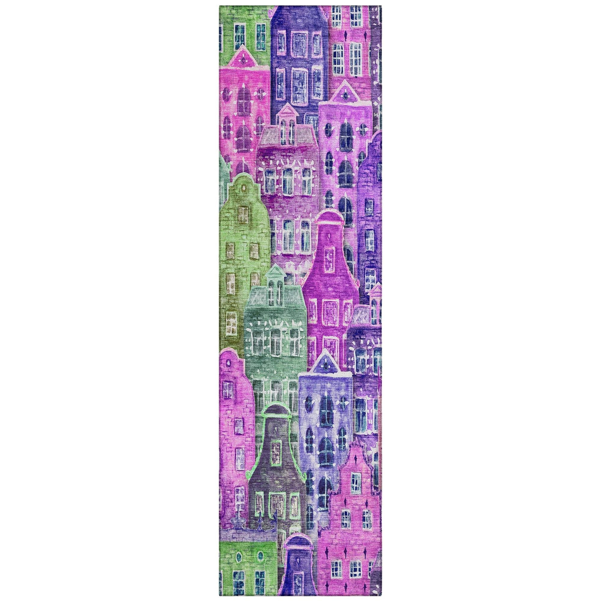 Machine Washable Purple Rug - Indoor / Outdoor - Kids / Pet Friendly Novelty Print Rug