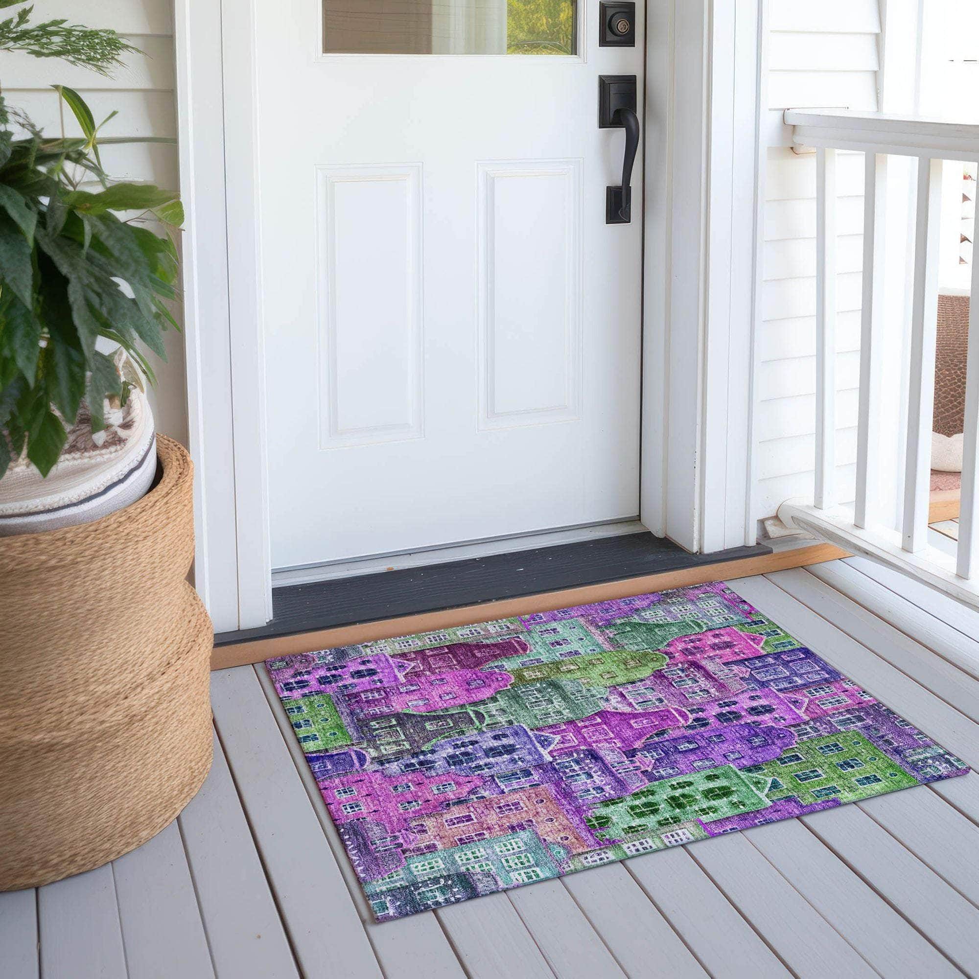 Machine Made ACN600 Purple Rugs