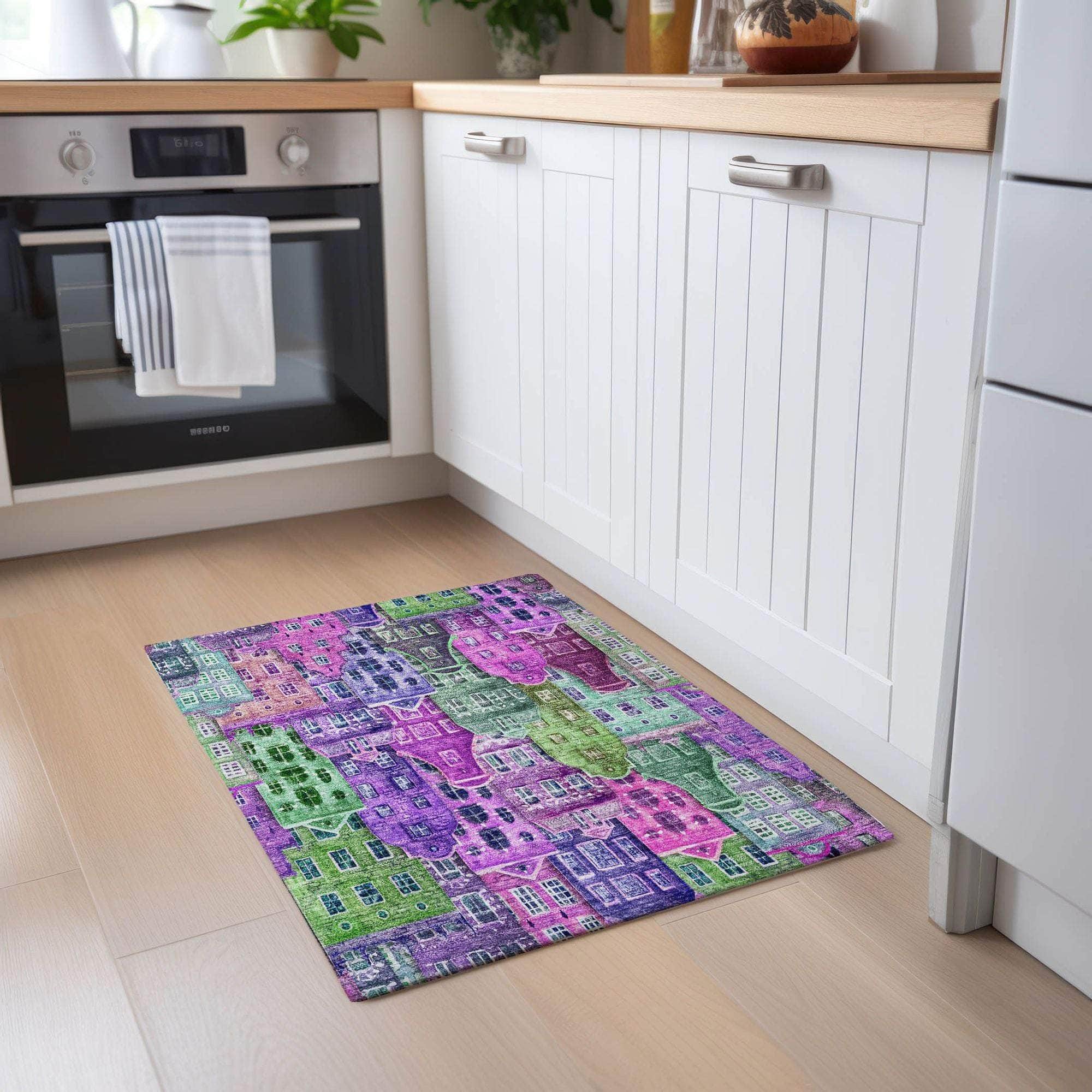 Machine Made ACN600 Purple Rugs