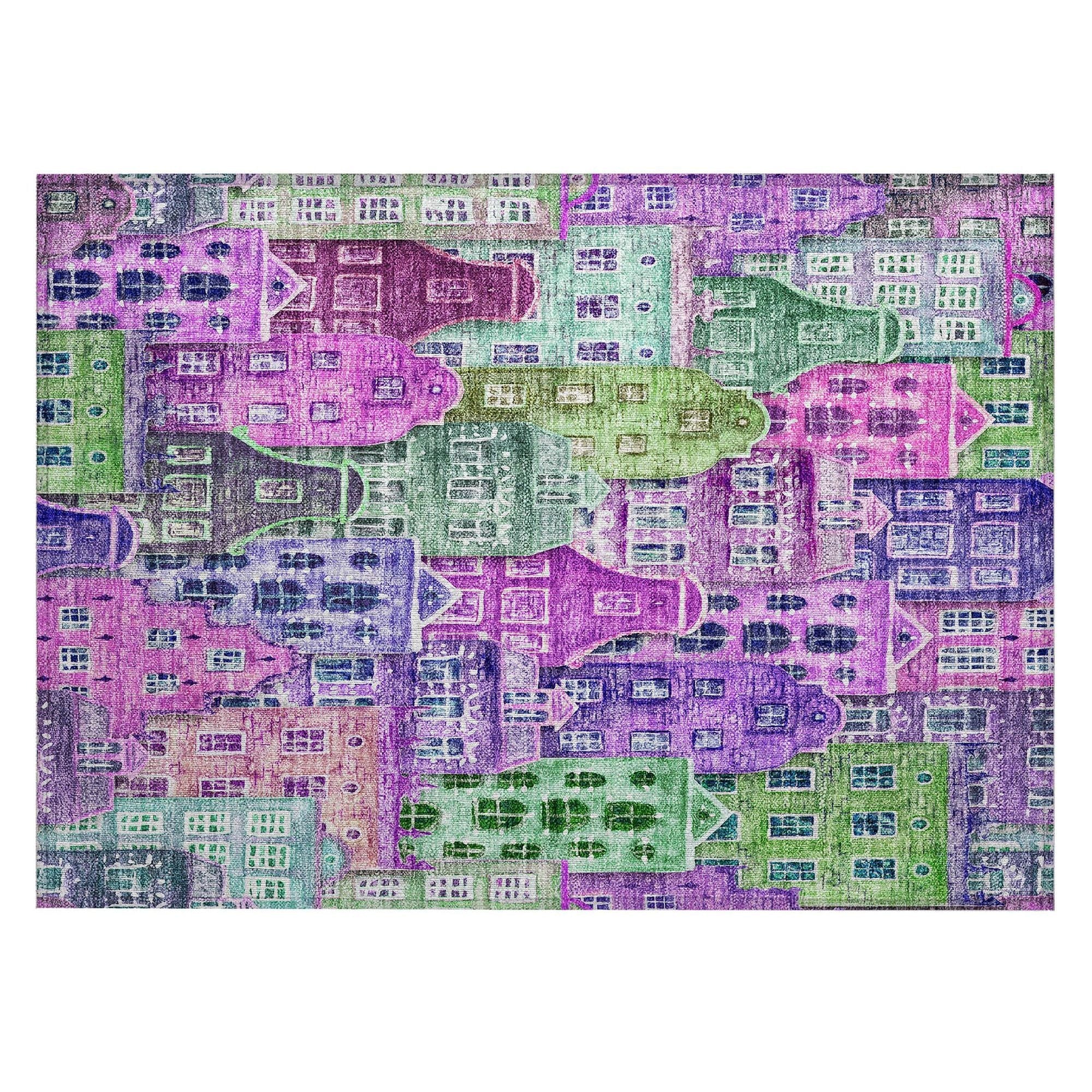 Machine Washable Purple Rug - Indoor / Outdoor - Kids / Pet Friendly Novelty Print Rug