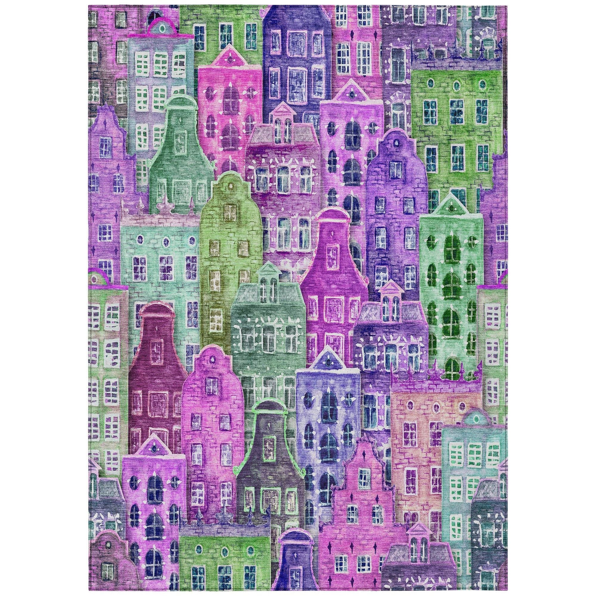 Machine Washable Purple Rug - Indoor / Outdoor - Kids / Pet Friendly Novelty Print Rug