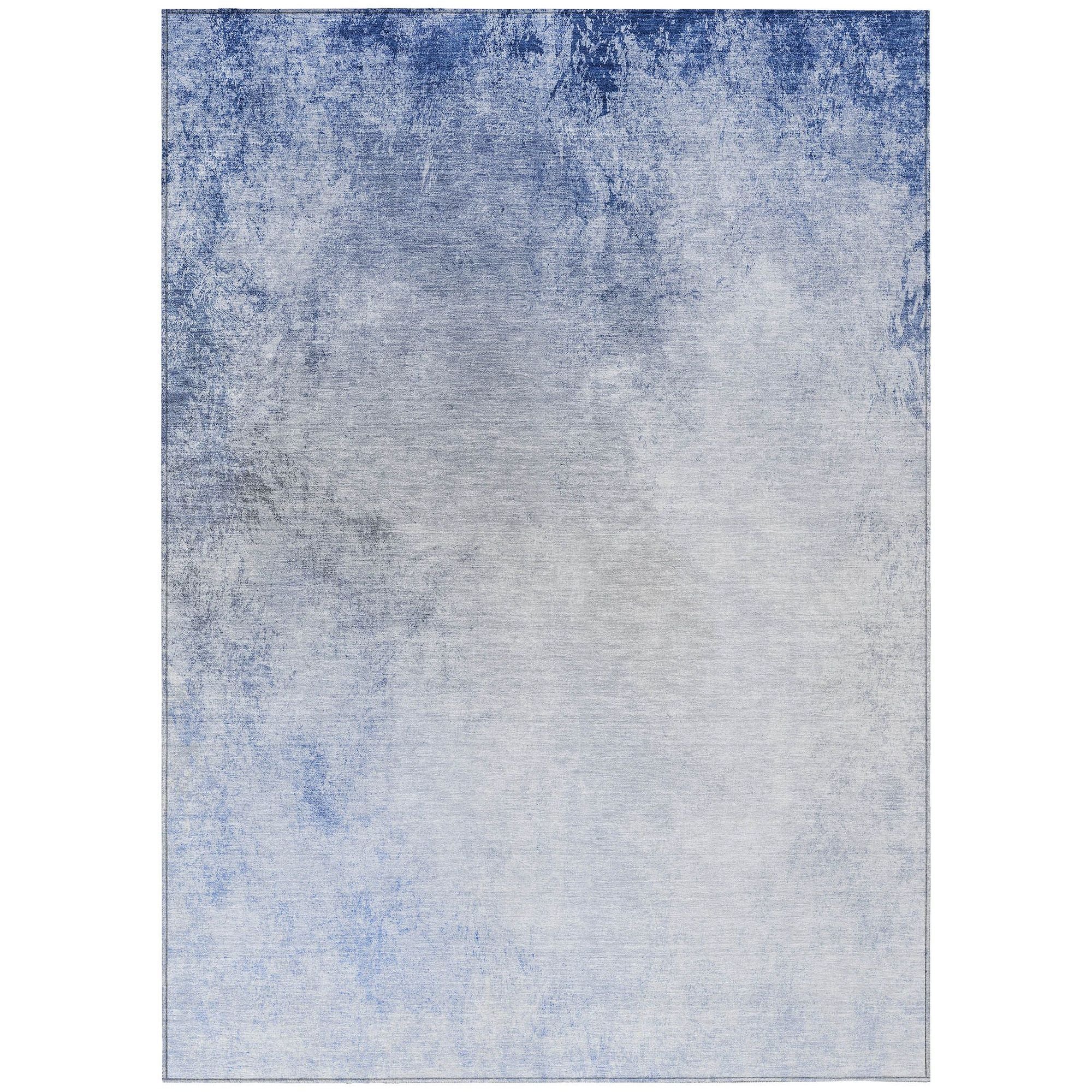 Machine Washable Blue Rug - Indoor / Outdoor - Kids / Pet Friendly Modern Print Rug