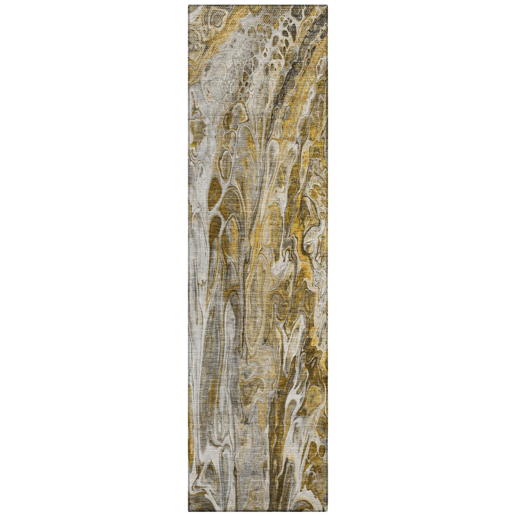 Machine Washable Brown Rug - Indoor / Outdoor - Kids / Pet Friendly Abstract Print Rug
