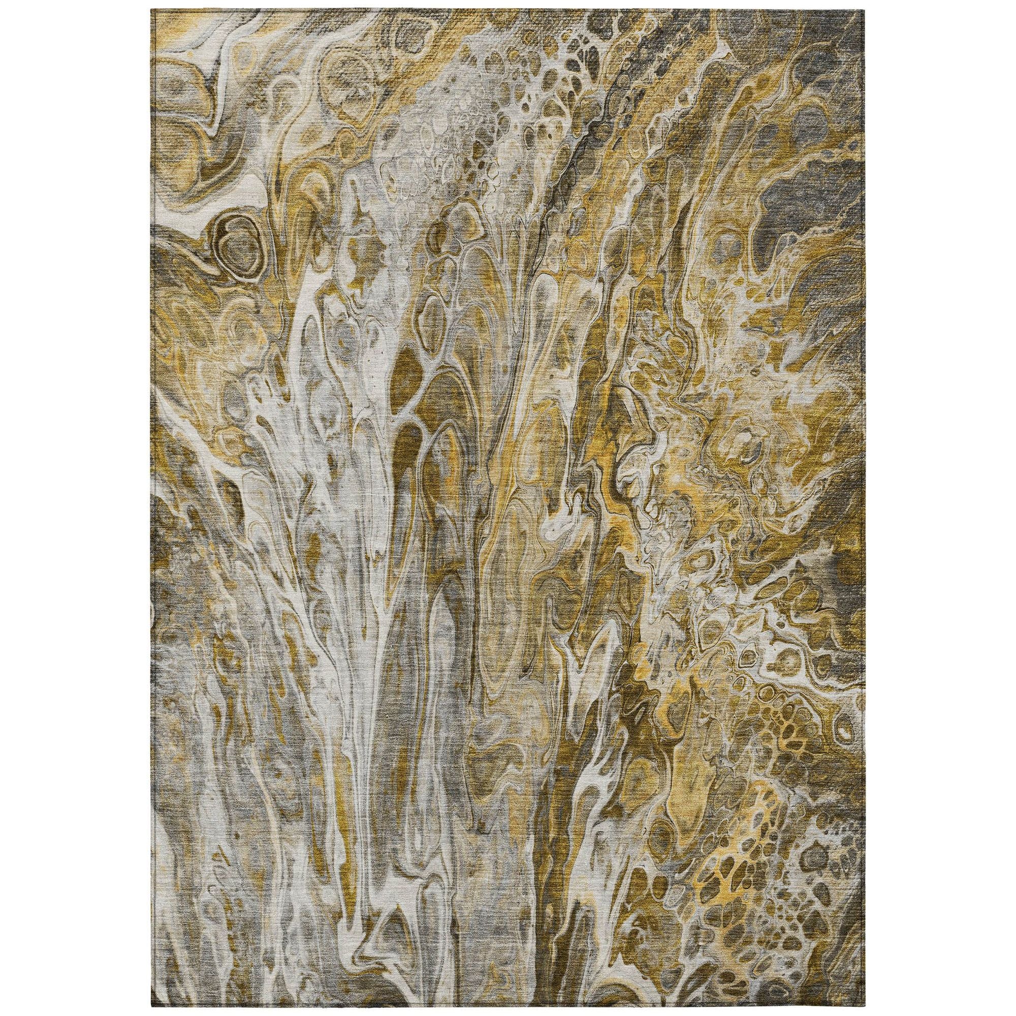 Machine Washable Brown Rug - Indoor / Outdoor - Kids / Pet Friendly Abstract Print Rug