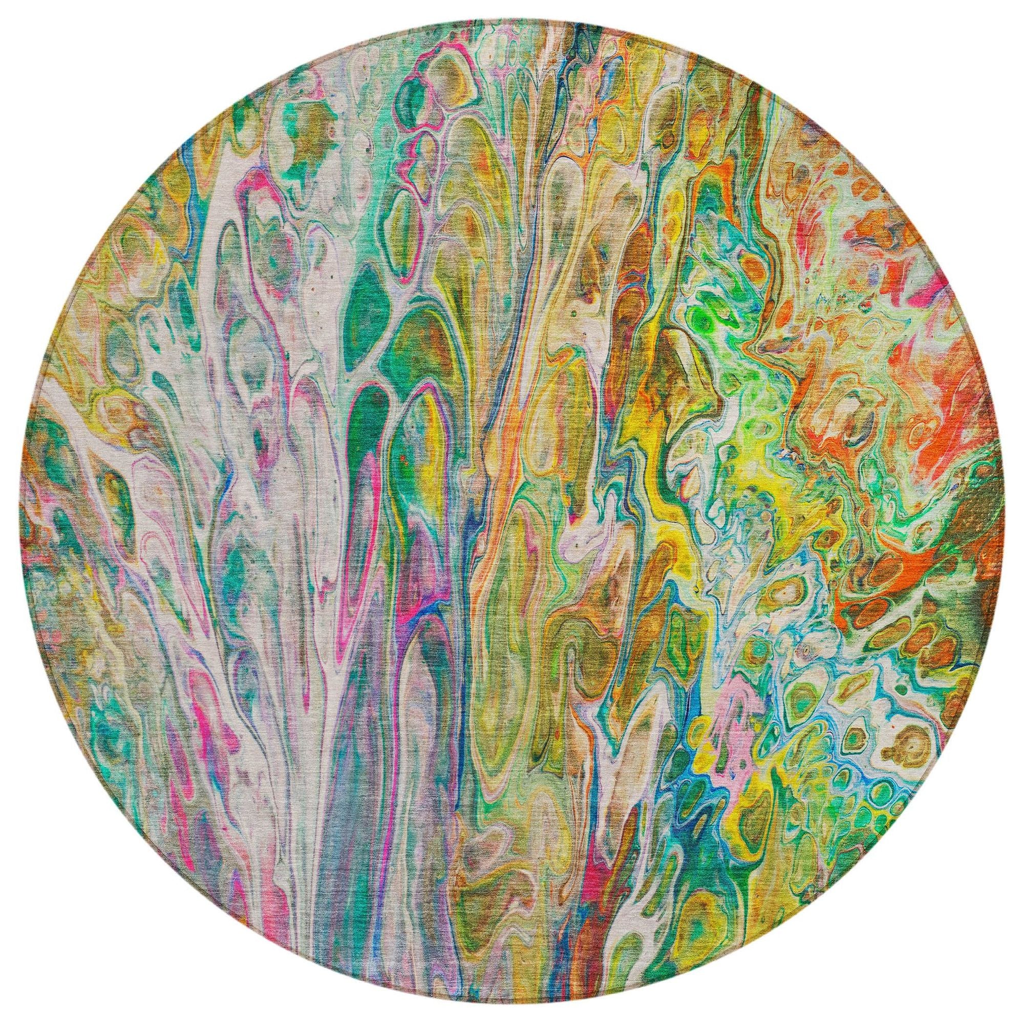 Machine Washable Green Rug - Indoor / Outdoor - Kids / Pet Friendly Abstract Print Rug