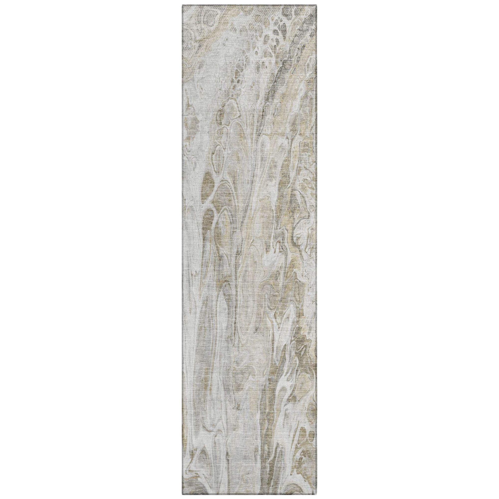 Machine Washable Taupe Brown Rug - Indoor / Outdoor - Kids / Pet Friendly Abstract Print Rug
