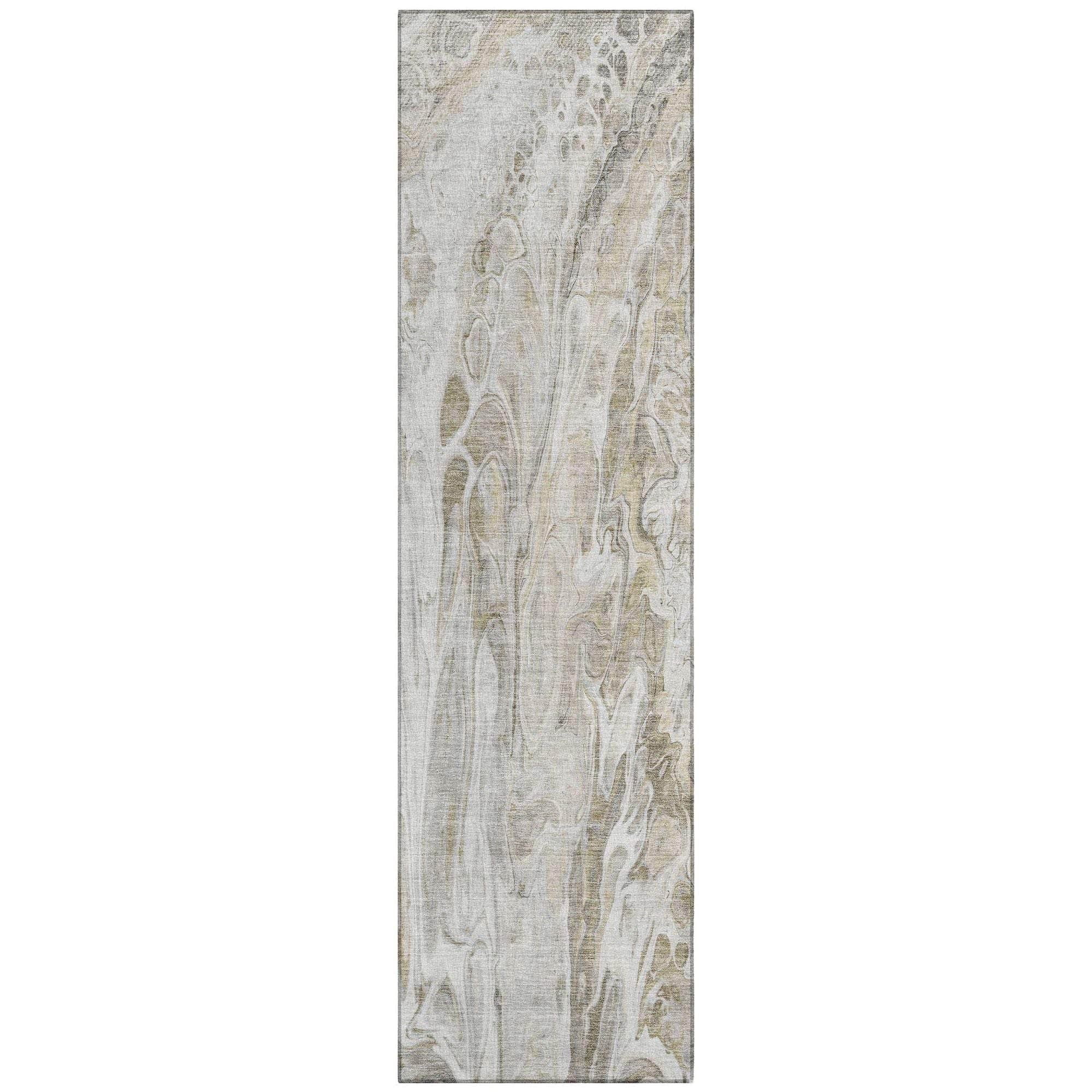 Machine Washable Taupe Brown Rug - Indoor / Outdoor - Kids / Pet Friendly Abstract Print Rug