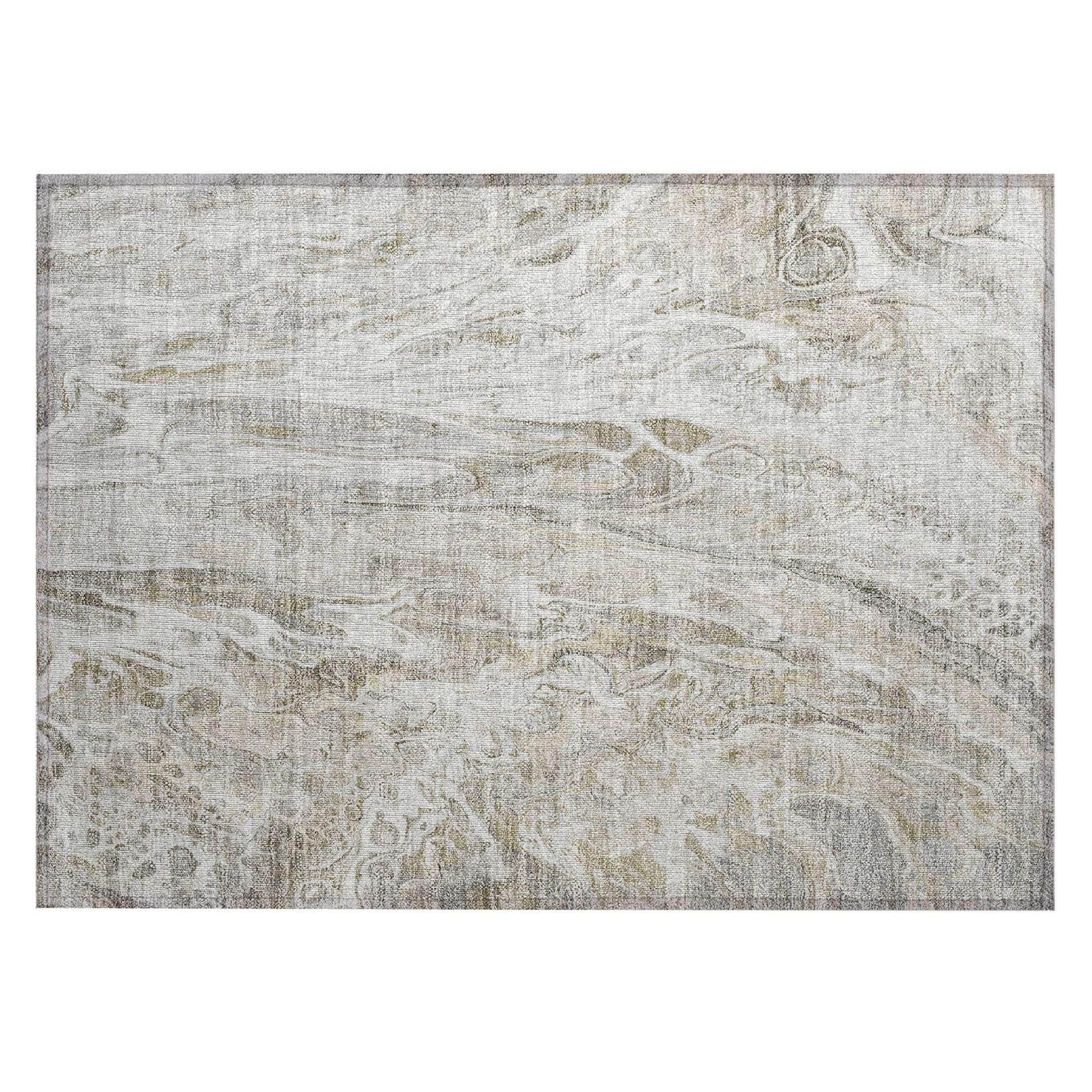 Machine Washable Taupe Brown Rug - Indoor / Outdoor - Kids / Pet Friendly Abstract Print Rug