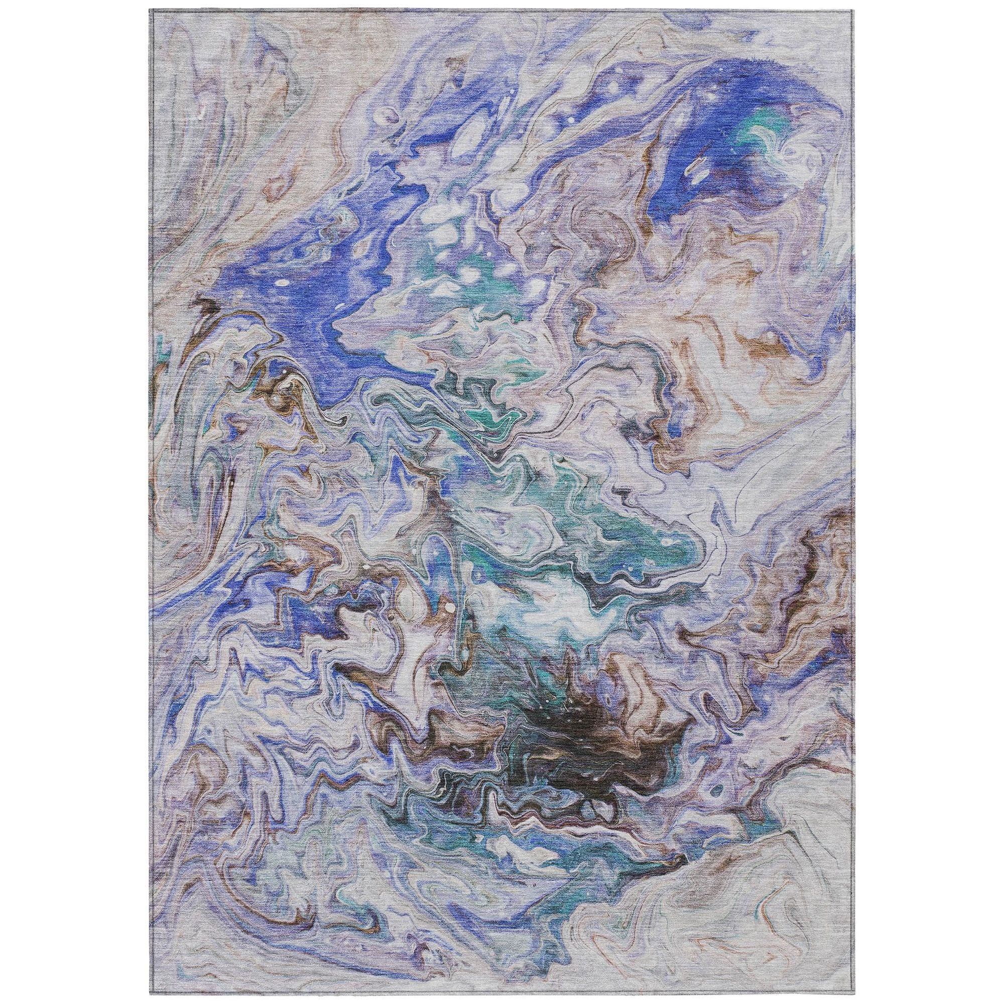 Machine Washable Beige Brown Rug - Indoor / Outdoor - Kids / Pet Friendly Abstract Print Rug