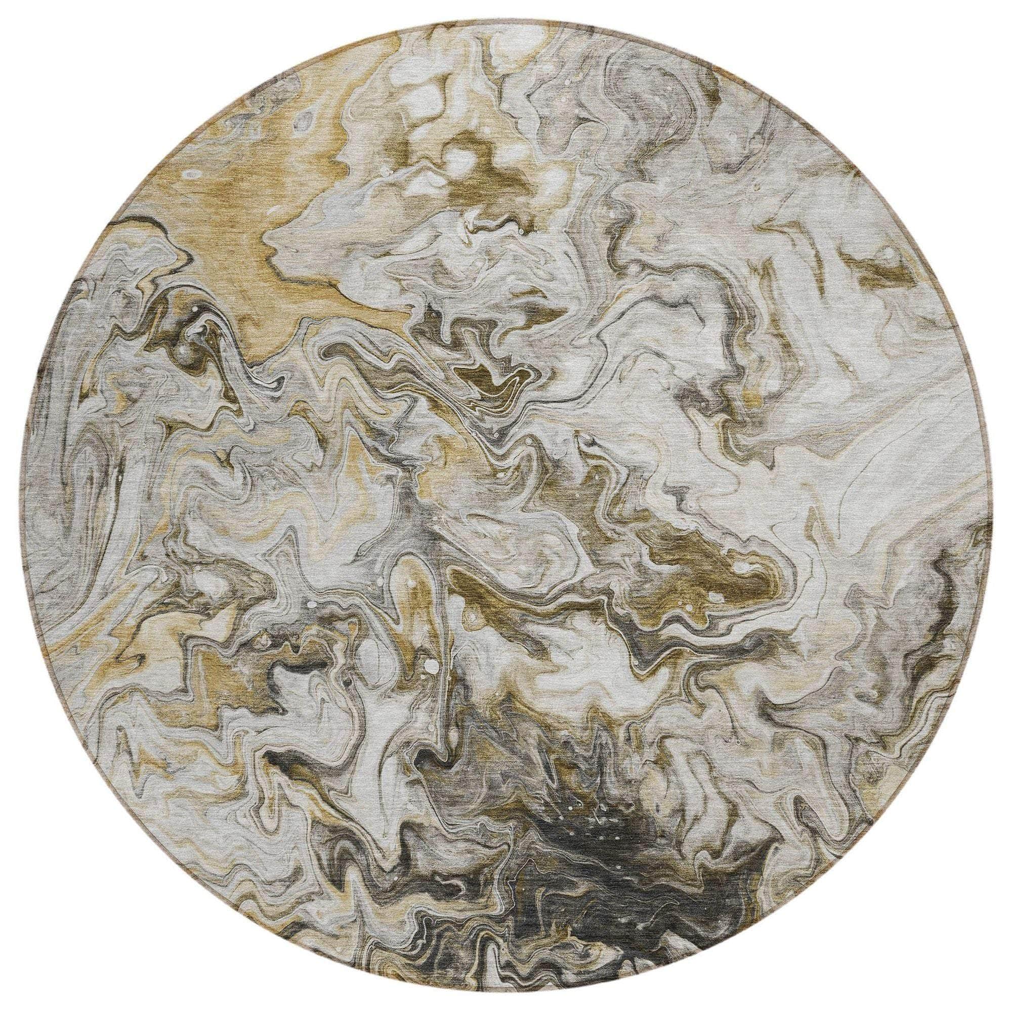 Machine Washable Taupe Brown Rug - Indoor / Outdoor - Kids / Pet Friendly Abstract Print Rug