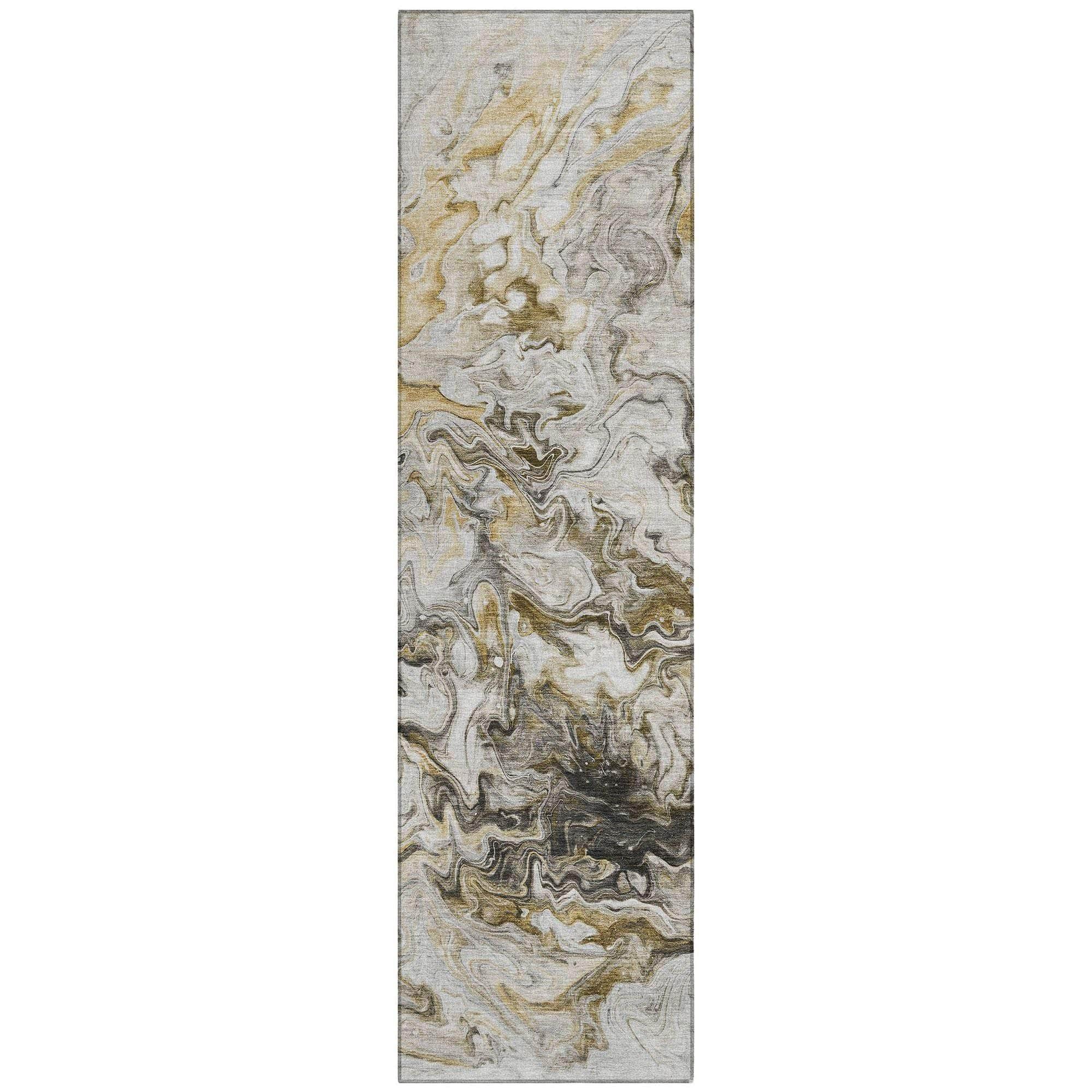 Machine Washable Taupe Brown Rug - Indoor / Outdoor - Kids / Pet Friendly Abstract Print Rug