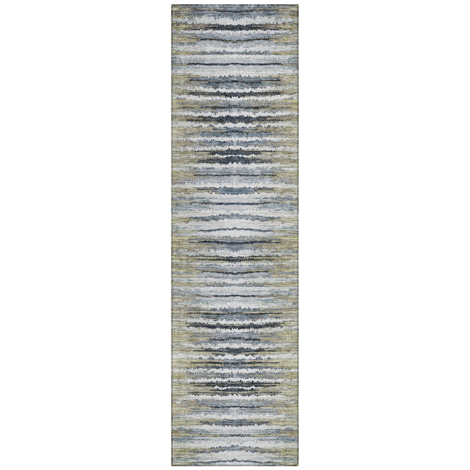 Machine Washable Beige Brown Rug - Indoor / Outdoor - Kids / Pet Friendly Stripes Print Rug