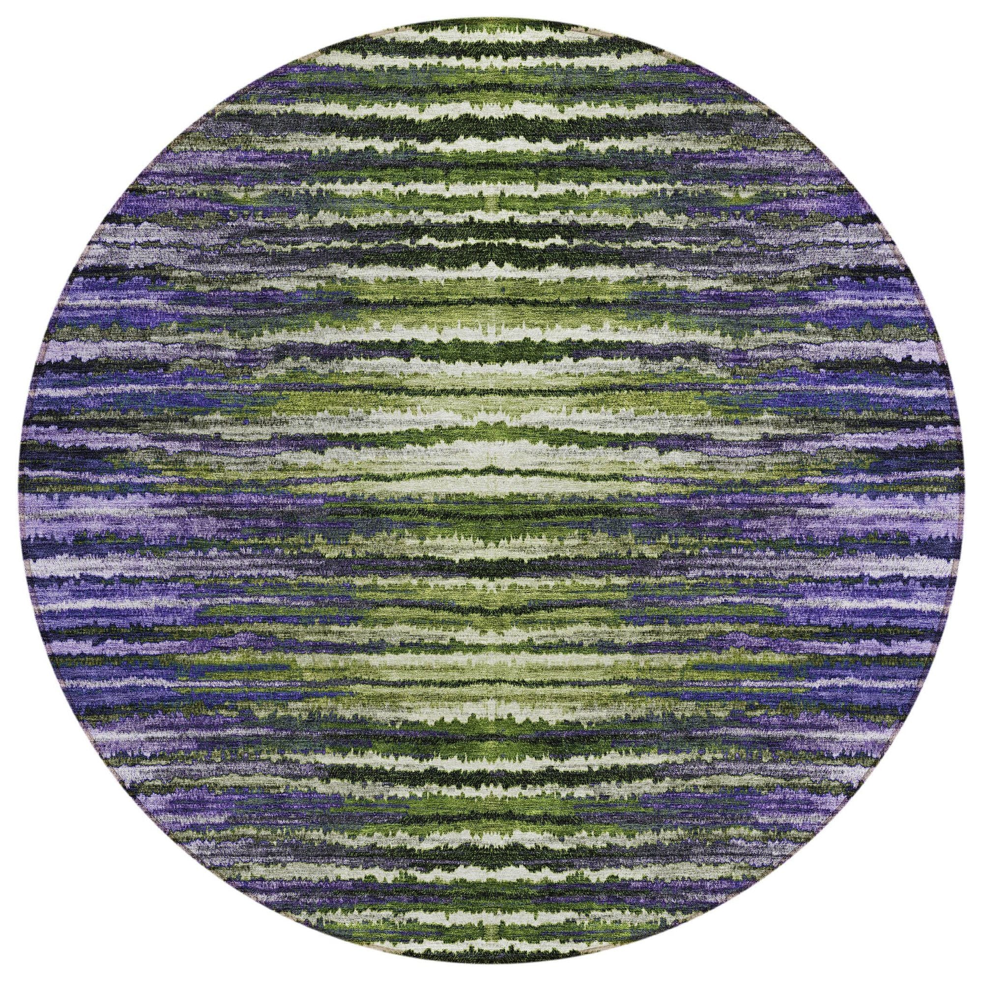 Machine Washable Purple Rug - Indoor / Outdoor - Kids / Pet Friendly Stripes Print Rug
