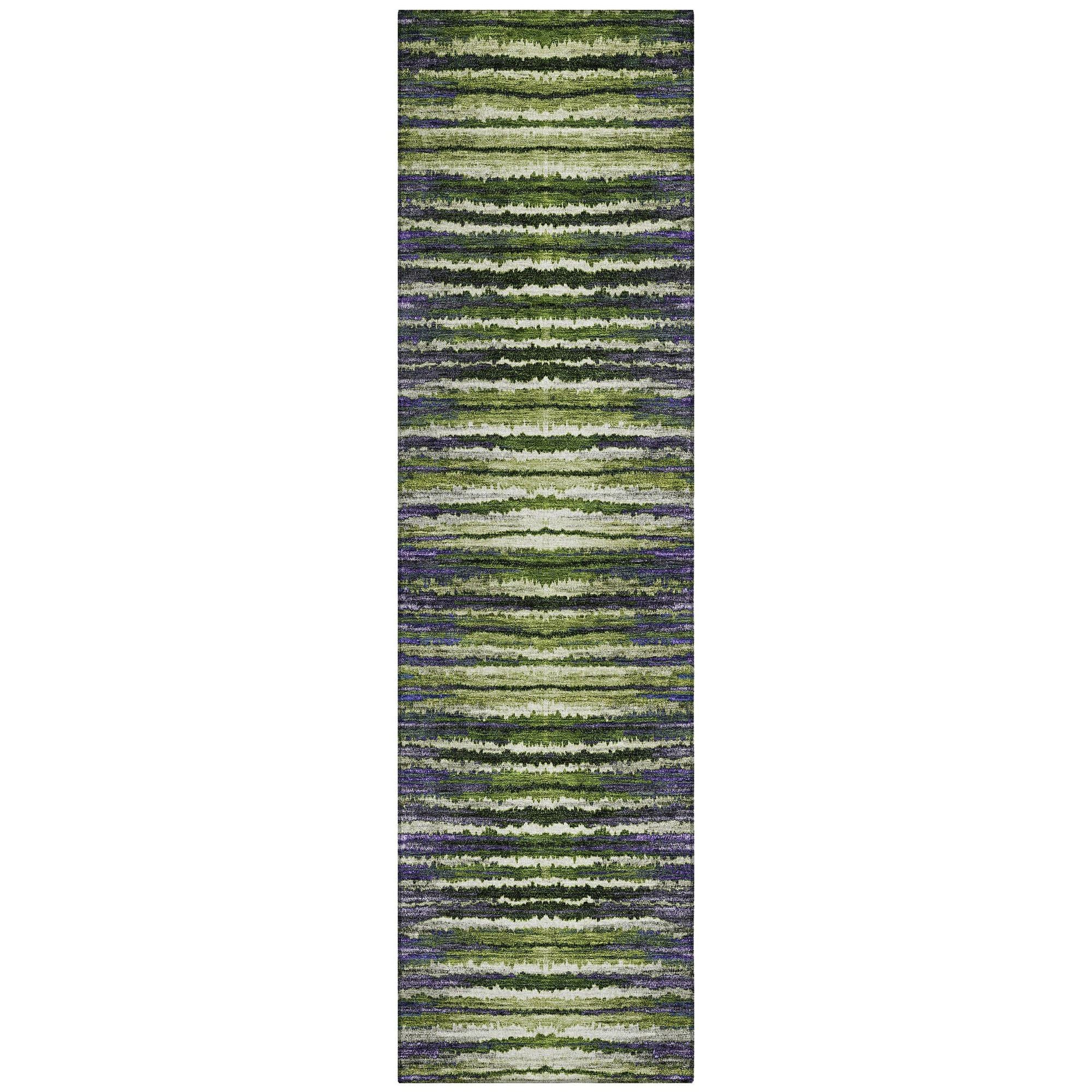 Machine Washable Purple Rug - Indoor / Outdoor - Kids / Pet Friendly Stripes Print Rug