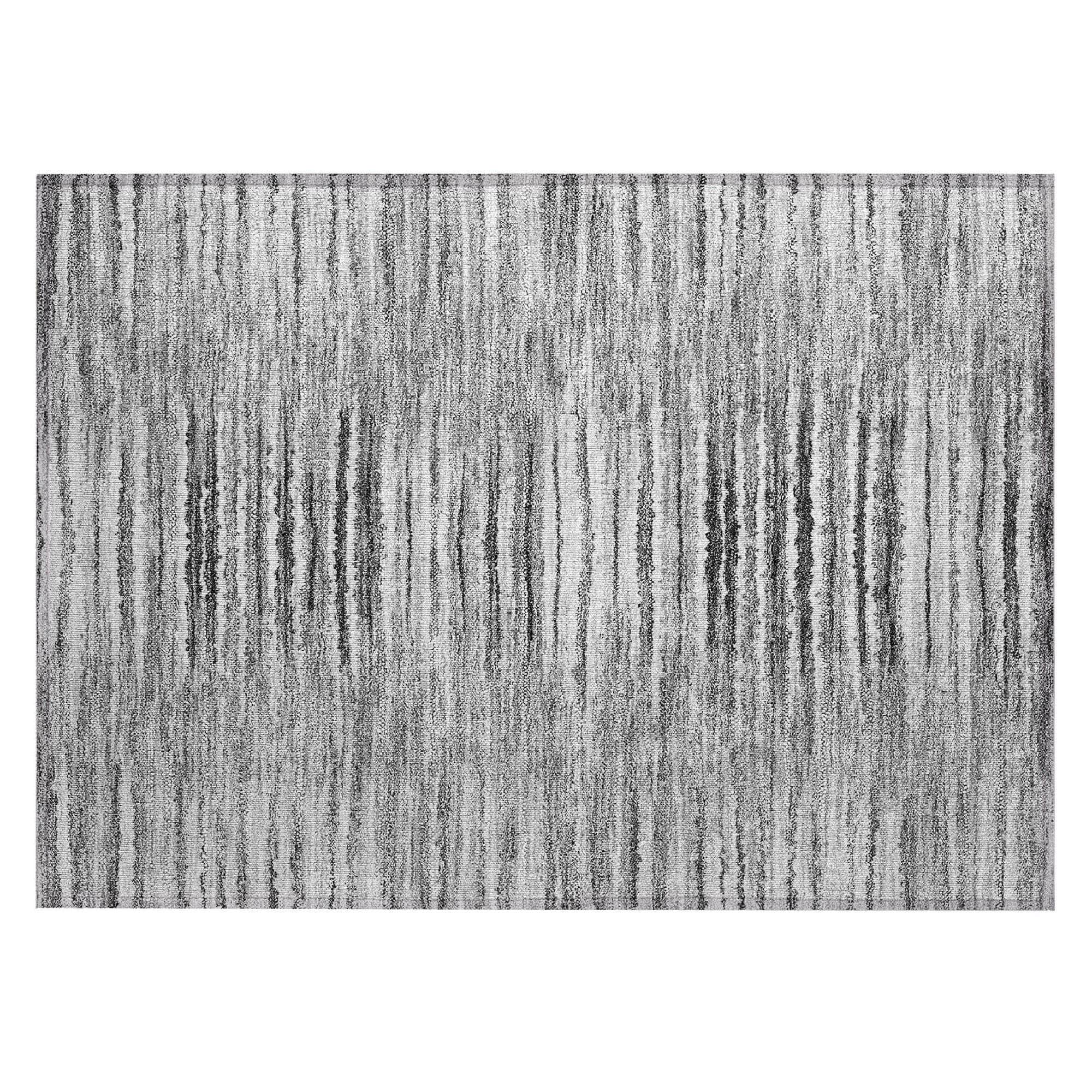Machine Washable Silver Gray Rug - Indoor / Outdoor - Kids / Pet Friendly Stripes Print Rug