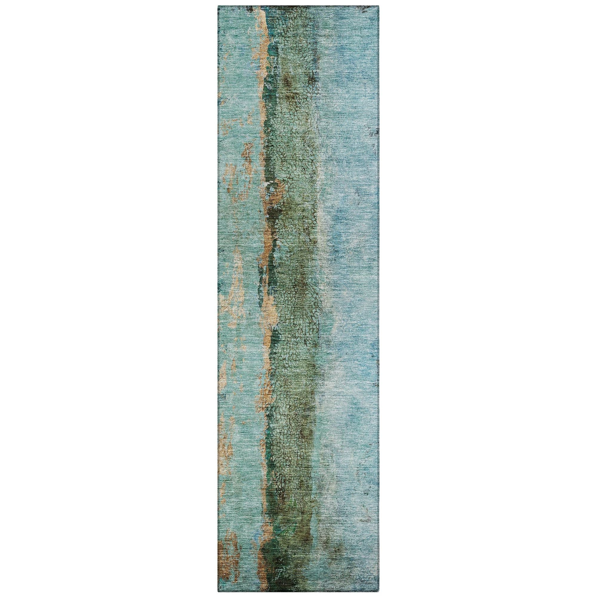 Machine Washable Blue Rug - Indoor / Outdoor - Kids / Pet Friendly Modern Print Rug