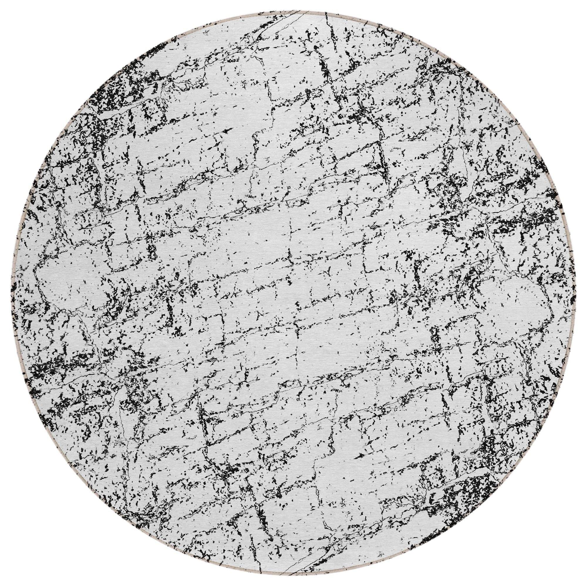 Machine Washable Black Rug - Indoor / Outdoor - Kids / Pet Friendly Organic Print Rug