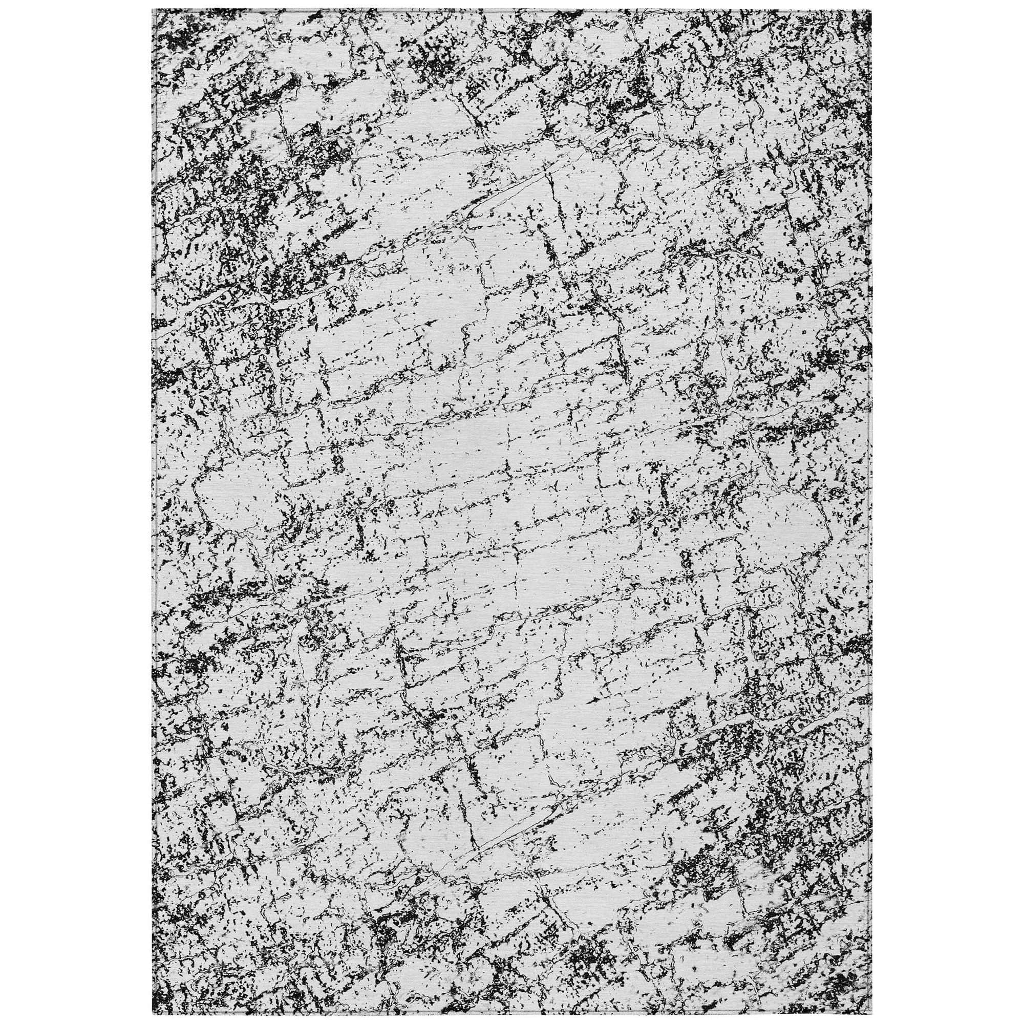 Machine Washable Black Rug - Indoor / Outdoor - Kids / Pet Friendly Organic Print Rug