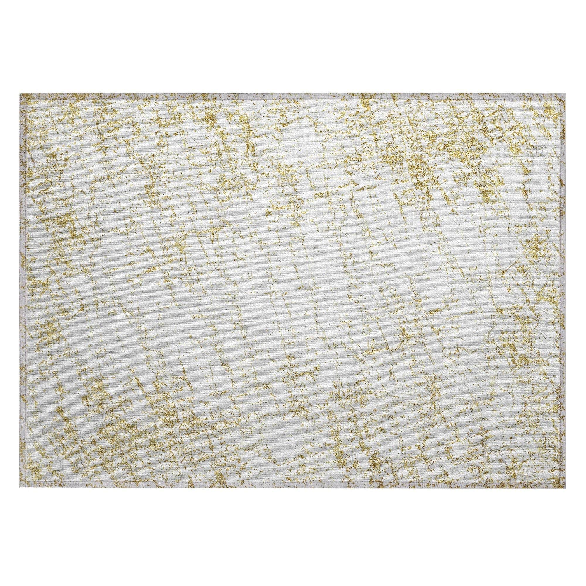 Machine Washable Gold Rug - Indoor / Outdoor - Kids / Pet Friendly Organic Print Rug