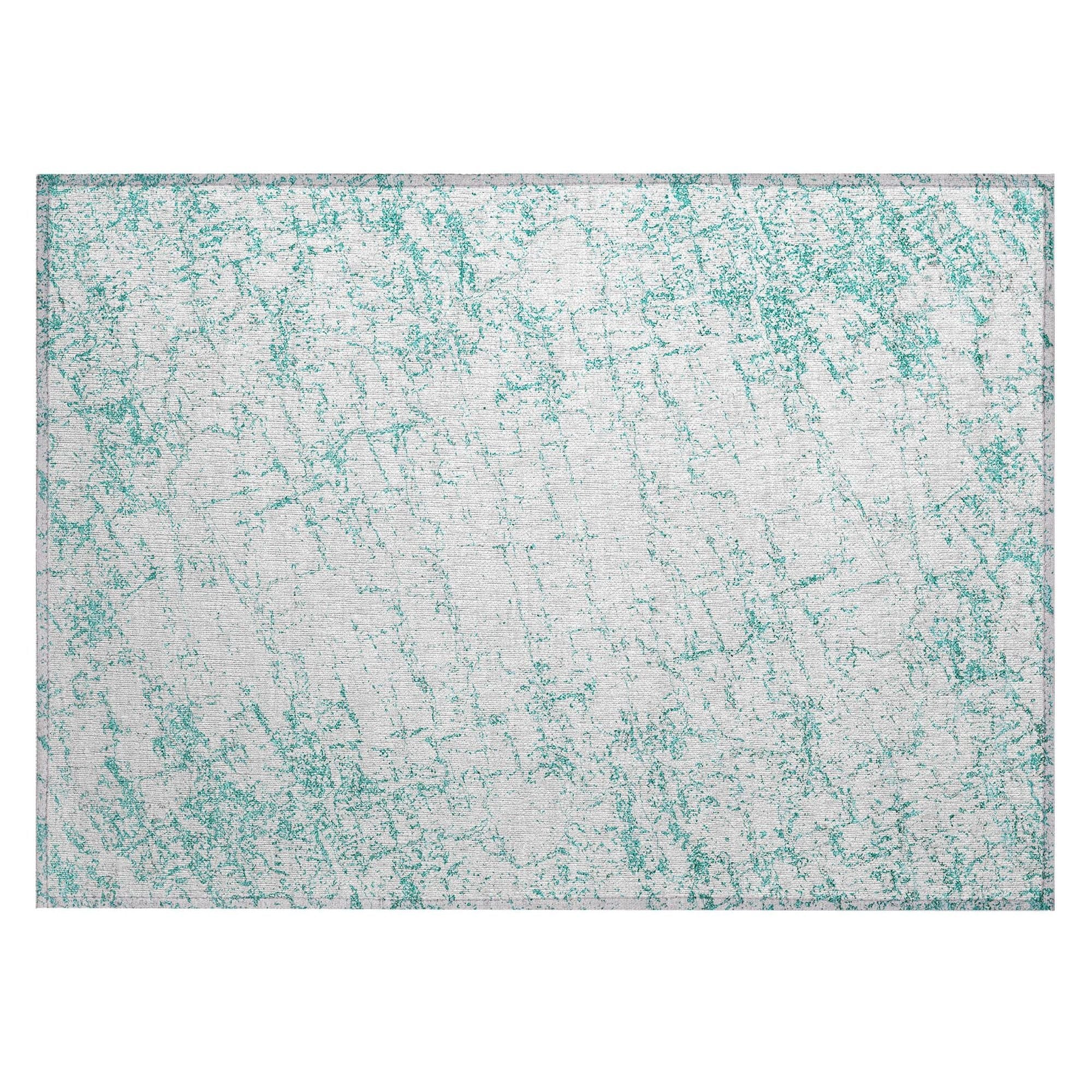 Machine Washable Teal Rug - Indoor / Outdoor - Kids / Pet Friendly Organic Print Rug
