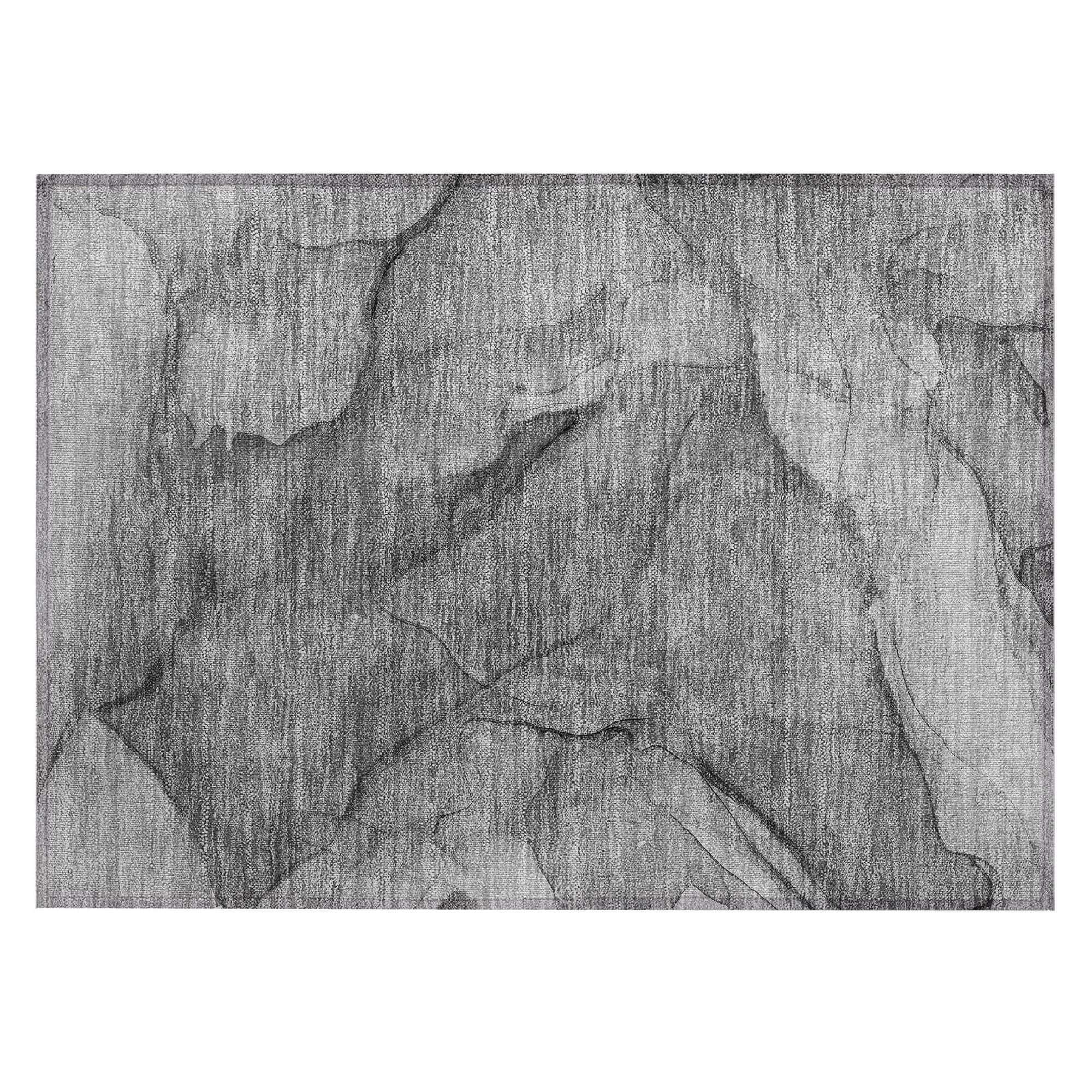 Machine Washable Gray Rug - Indoor / Outdoor - Kids / Pet Friendly Modern Print Rug