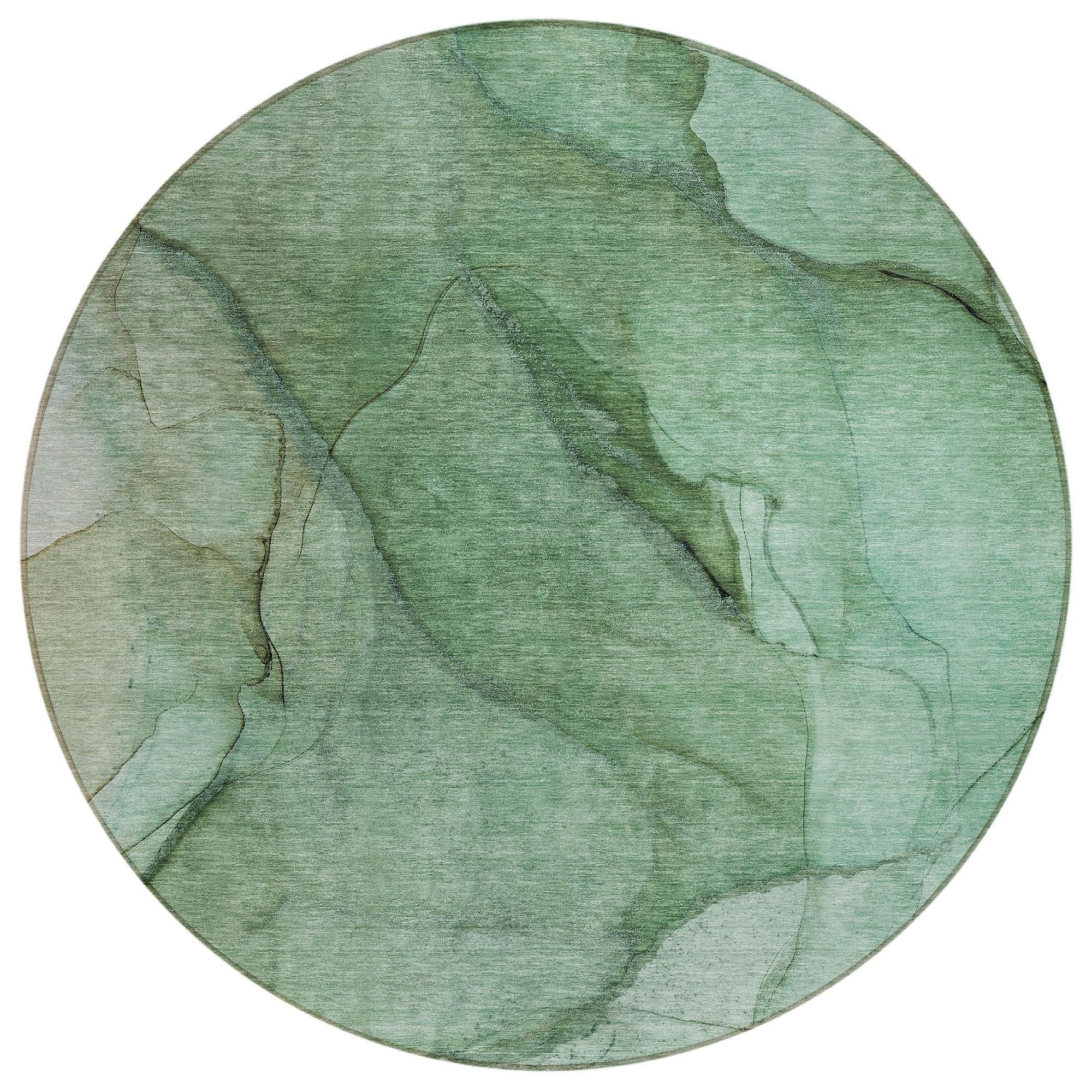 Machine Washable Green Rug - Indoor / Outdoor - Kids / Pet Friendly Modern Print Rug