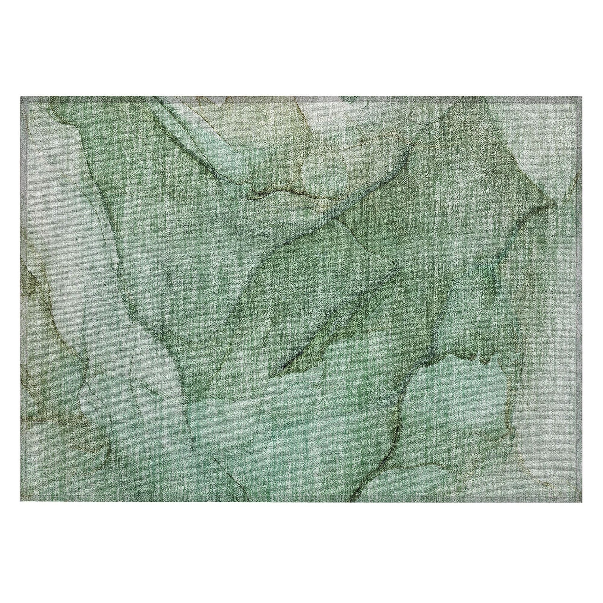 Machine Washable Green Rug - Indoor / Outdoor - Kids / Pet Friendly Modern Print Rug
