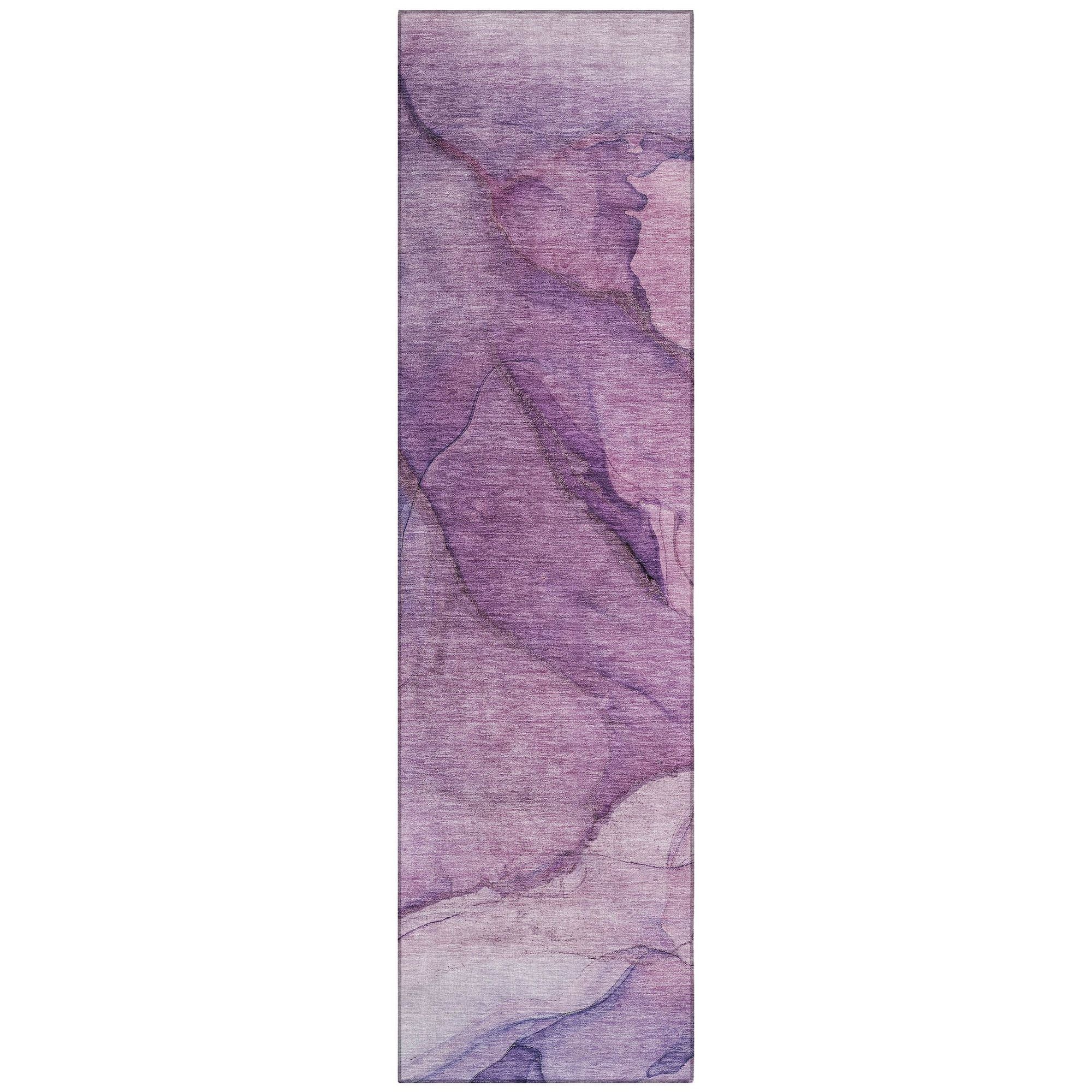 Machine Washable Purple Rug - Indoor / Outdoor - Kids / Pet Friendly Modern Print Rug