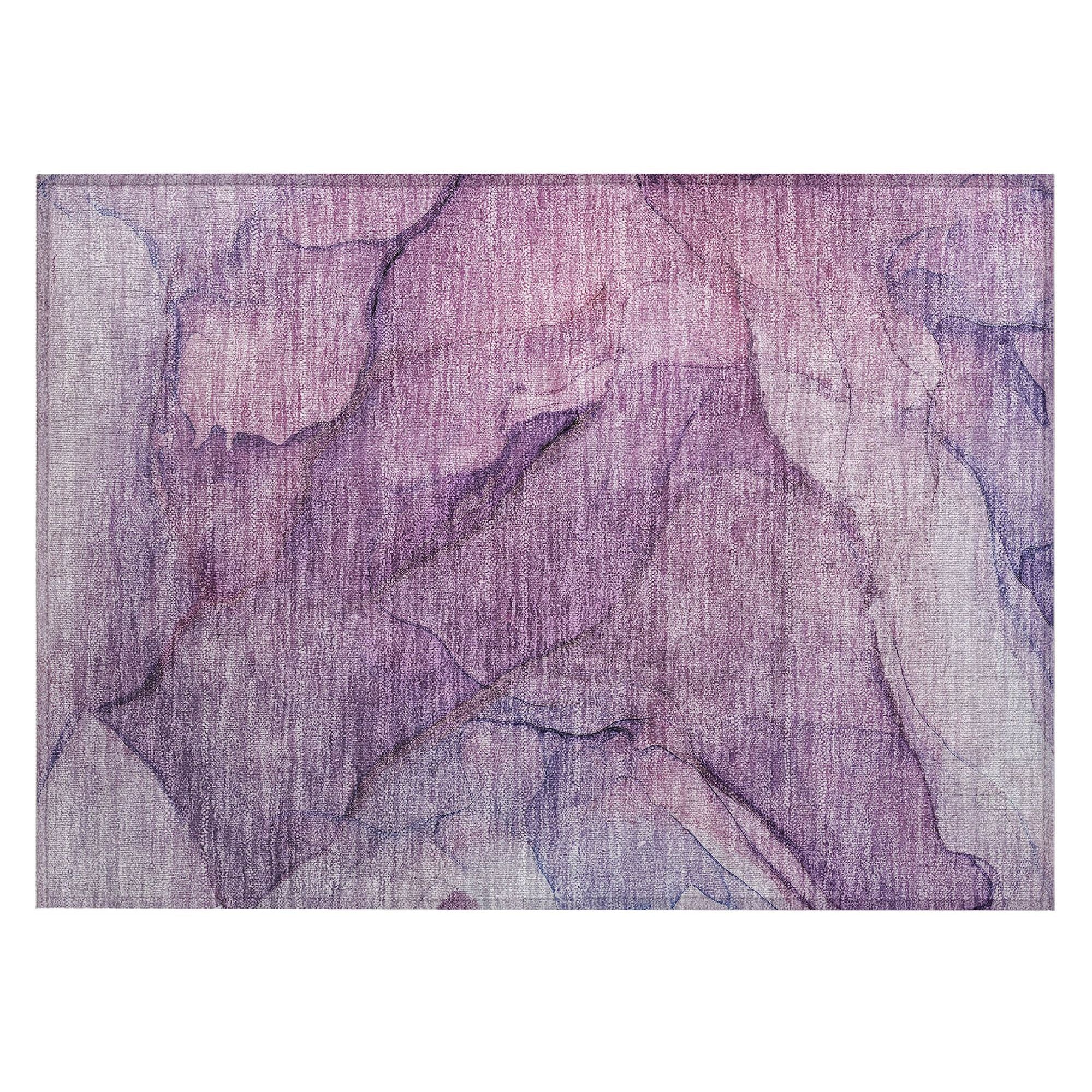 Machine Washable Purple Rug - Indoor / Outdoor - Kids / Pet Friendly Modern Print Rug