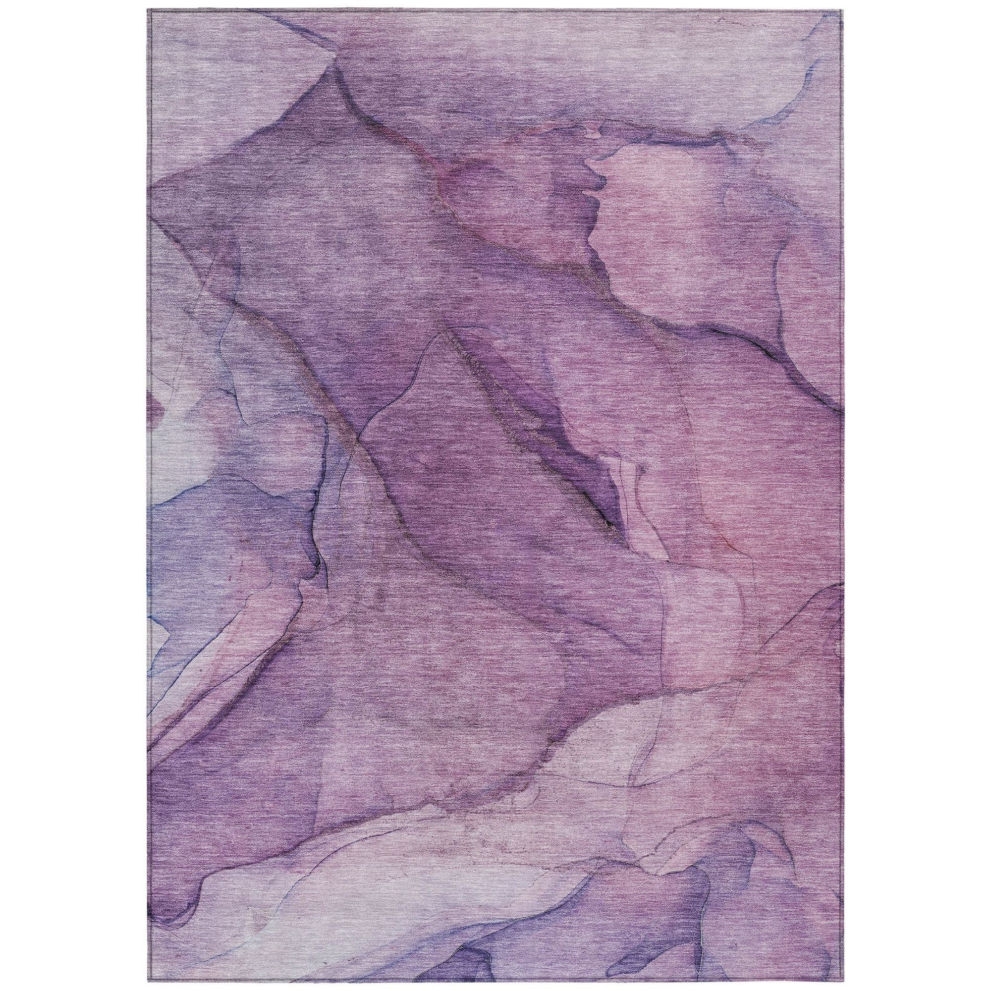 Machine Washable Purple Rug - Indoor / Outdoor - Kids / Pet Friendly Modern Print Rug