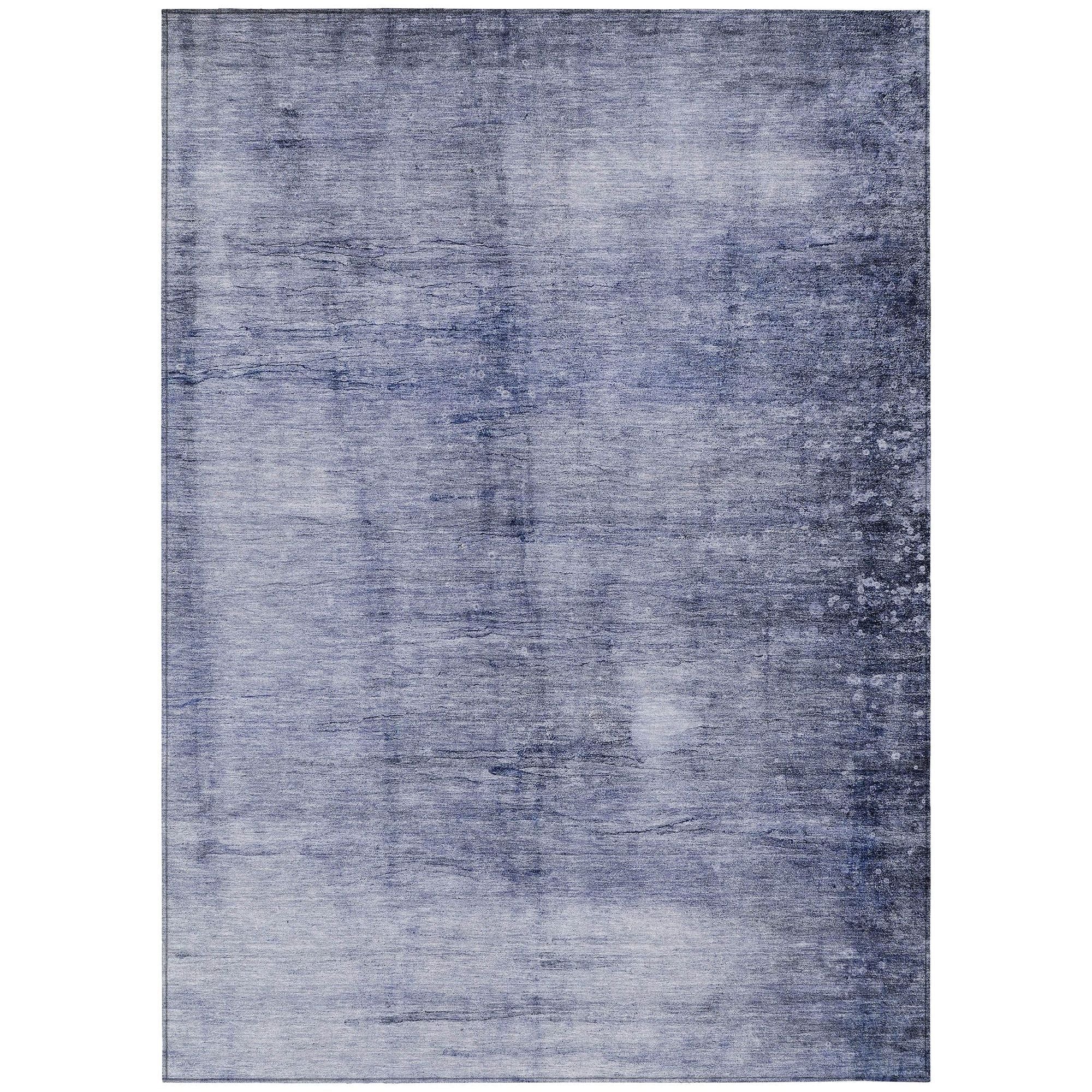 Machine Washable Navy Blue Rug - Indoor / Outdoor - Kids / Pet Friendly Casual Print Rug