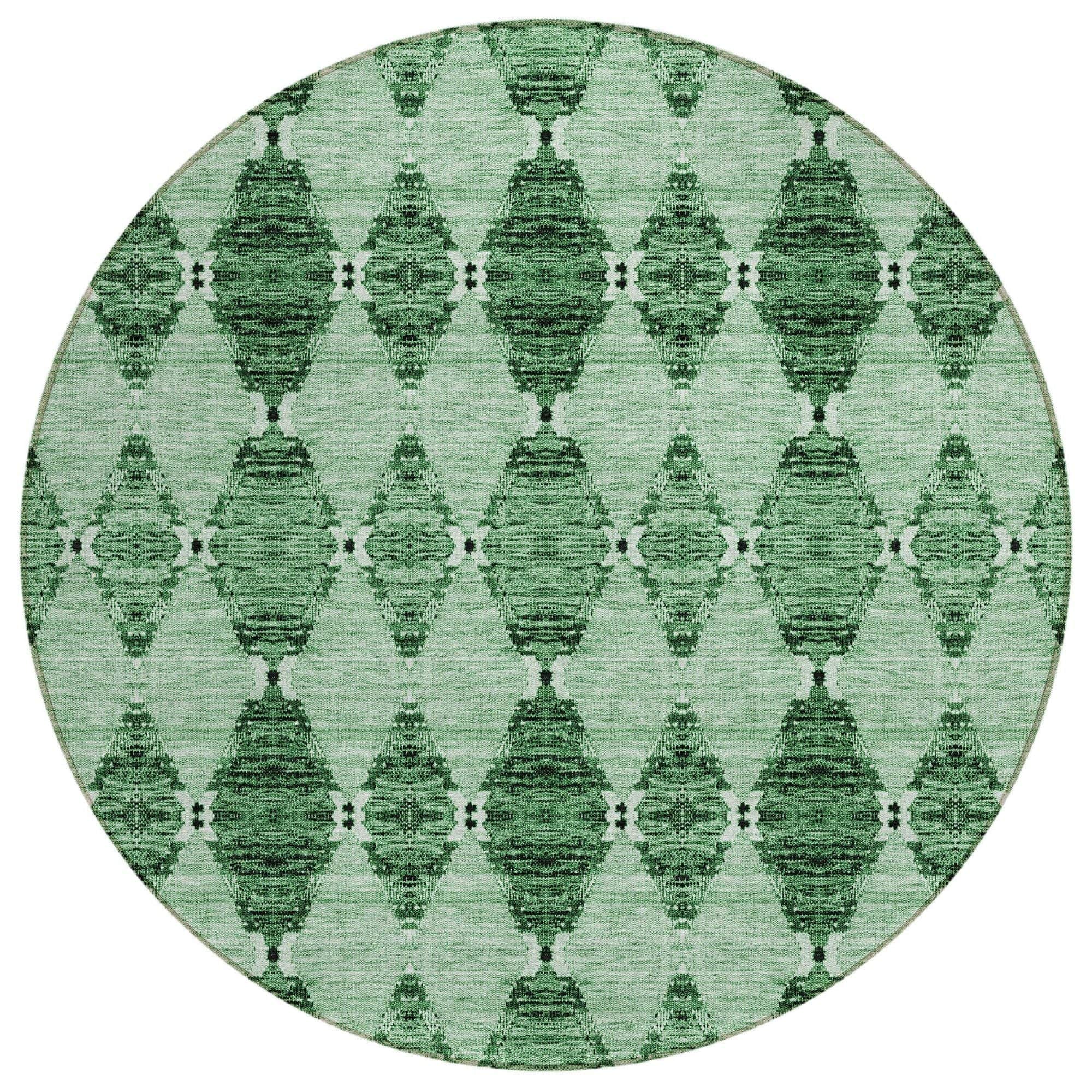 Machine Washable Emerald Green Rug - Indoor / Outdoor - Kids / Pet Friendly Moroccan Print Rug