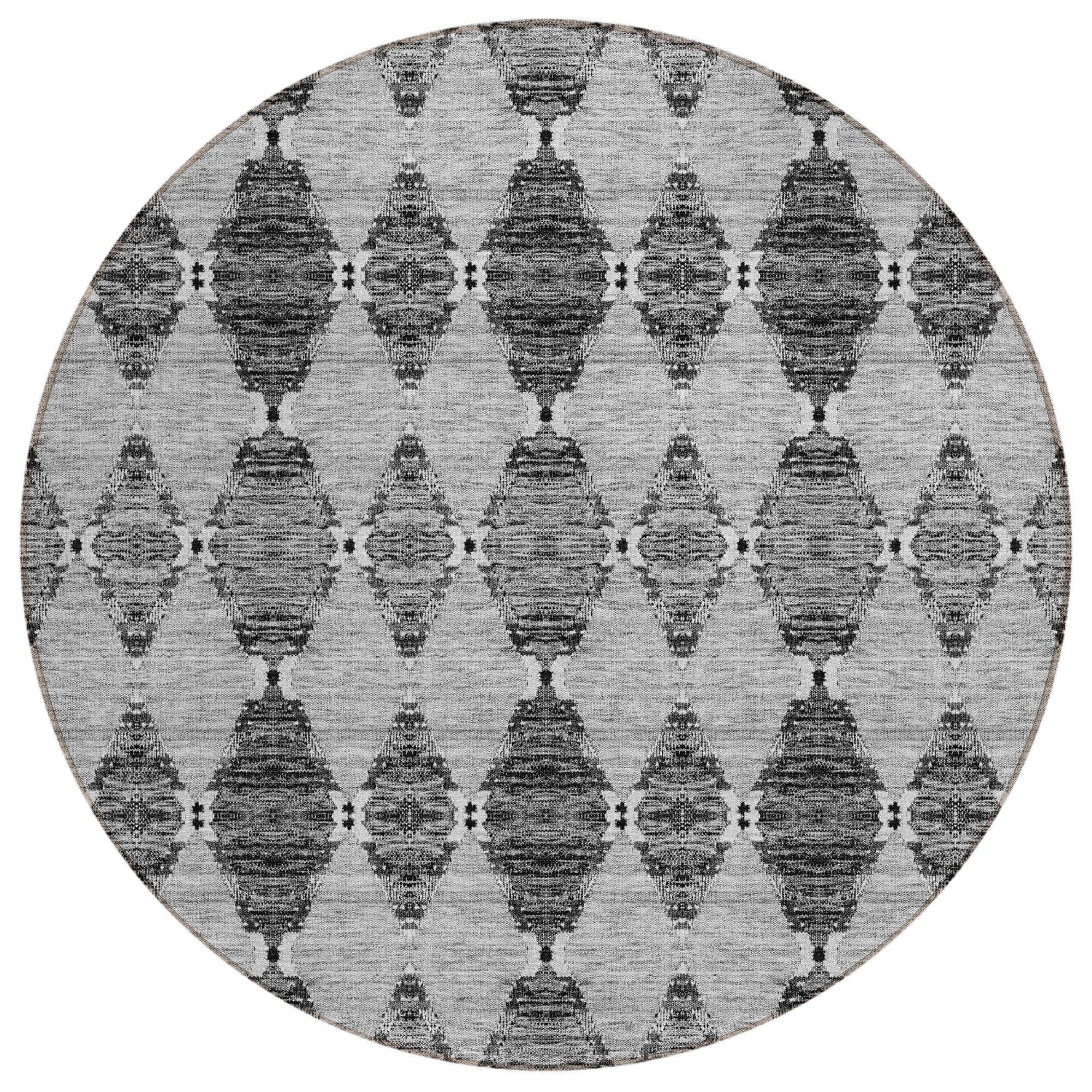 Machine Washable Gray Rug - Indoor / Outdoor - Kids / Pet Friendly Moroccan Print Rug