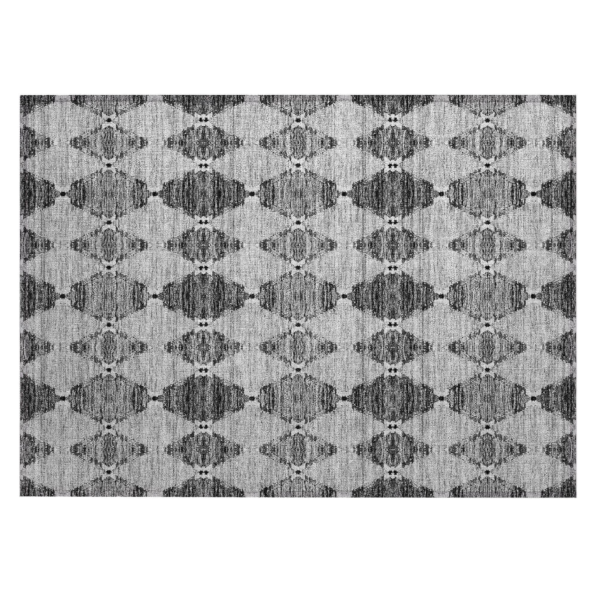 Machine Washable Gray Rug - Indoor / Outdoor - Kids / Pet Friendly Moroccan Print Rug