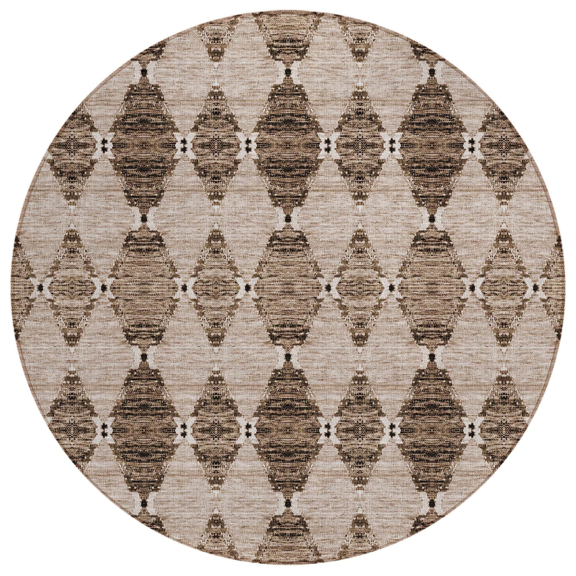 Machine Washable Mocha Brown Rug - Indoor / Outdoor - Kids / Pet Friendly Moroccan Print Rug