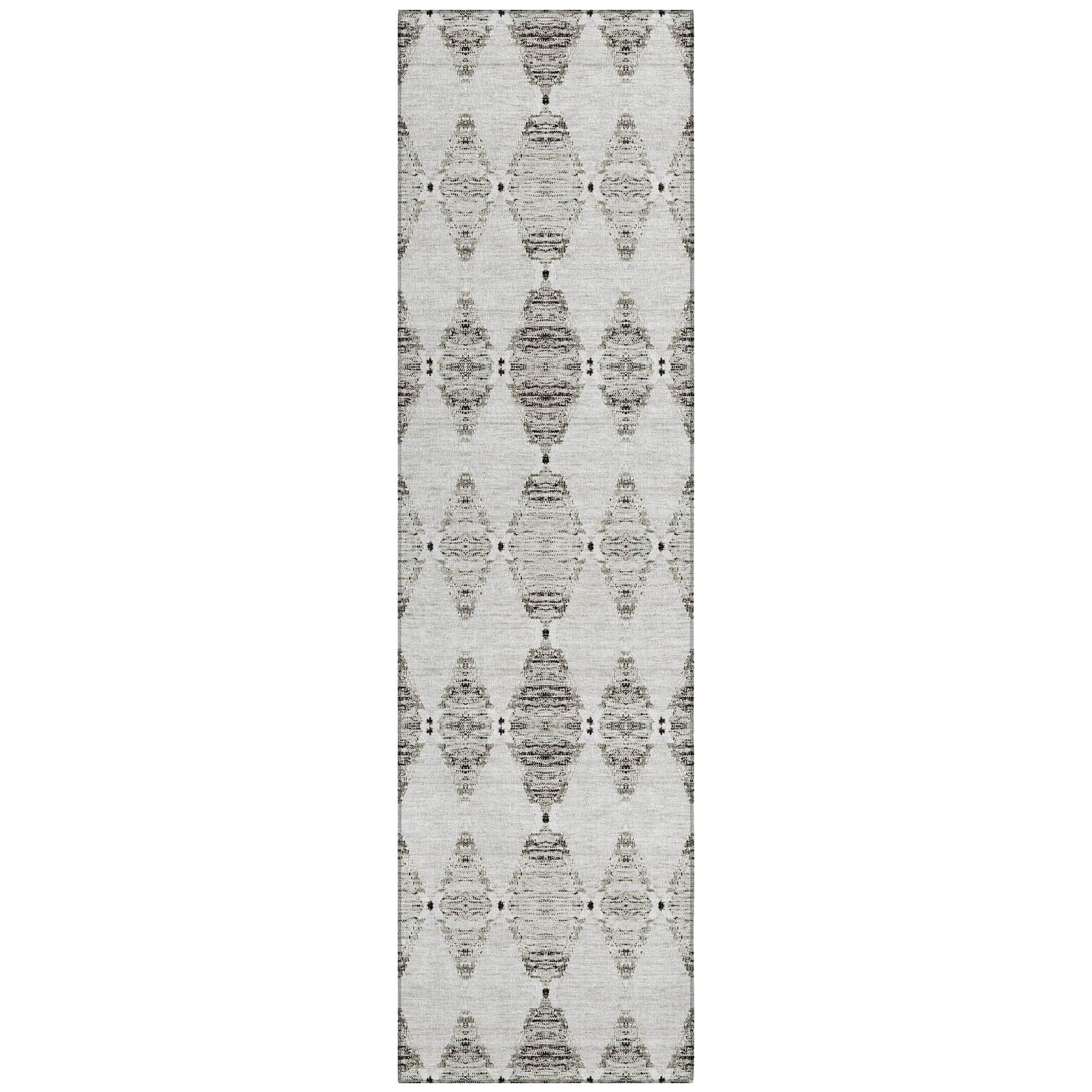 Machine Washable Taupe Brown Rug - Indoor / Outdoor - Kids / Pet Friendly Moroccan Print Rug