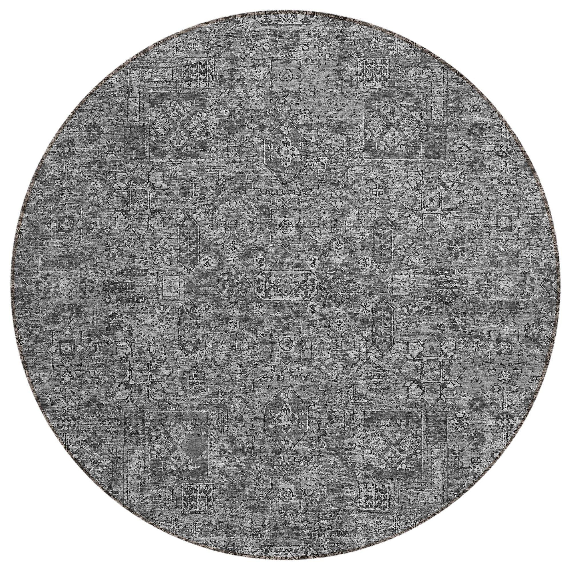 Machine Washable Charcoal Gray Rug - Indoor / Outdoor - Kids / Pet Friendly Panel Print Rug