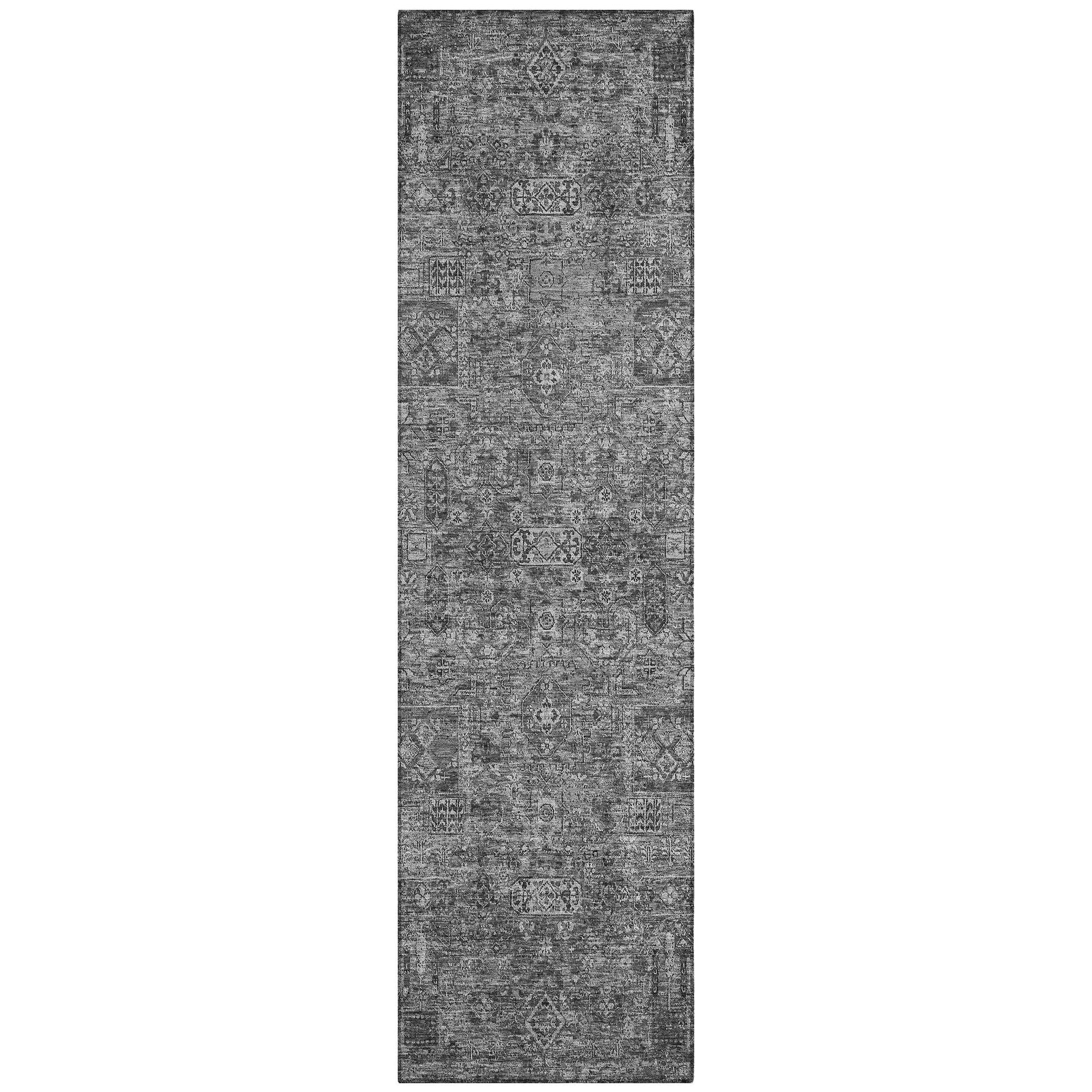 Machine Washable Charcoal Gray Rug - Indoor / Outdoor - Kids / Pet Friendly Panel Print Rug