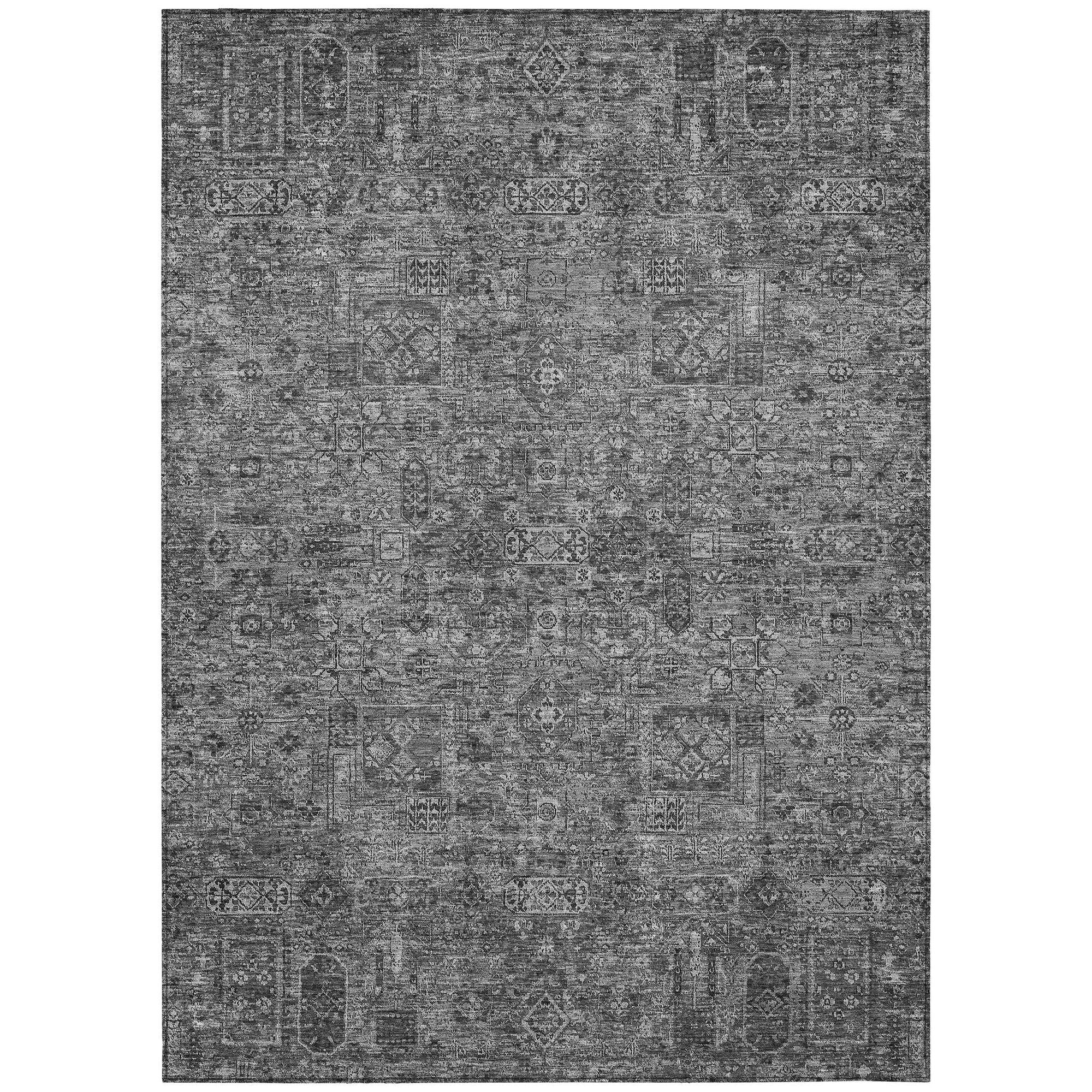 Machine Washable Charcoal Gray Rug - Indoor / Outdoor - Kids / Pet Friendly Panel Print Rug