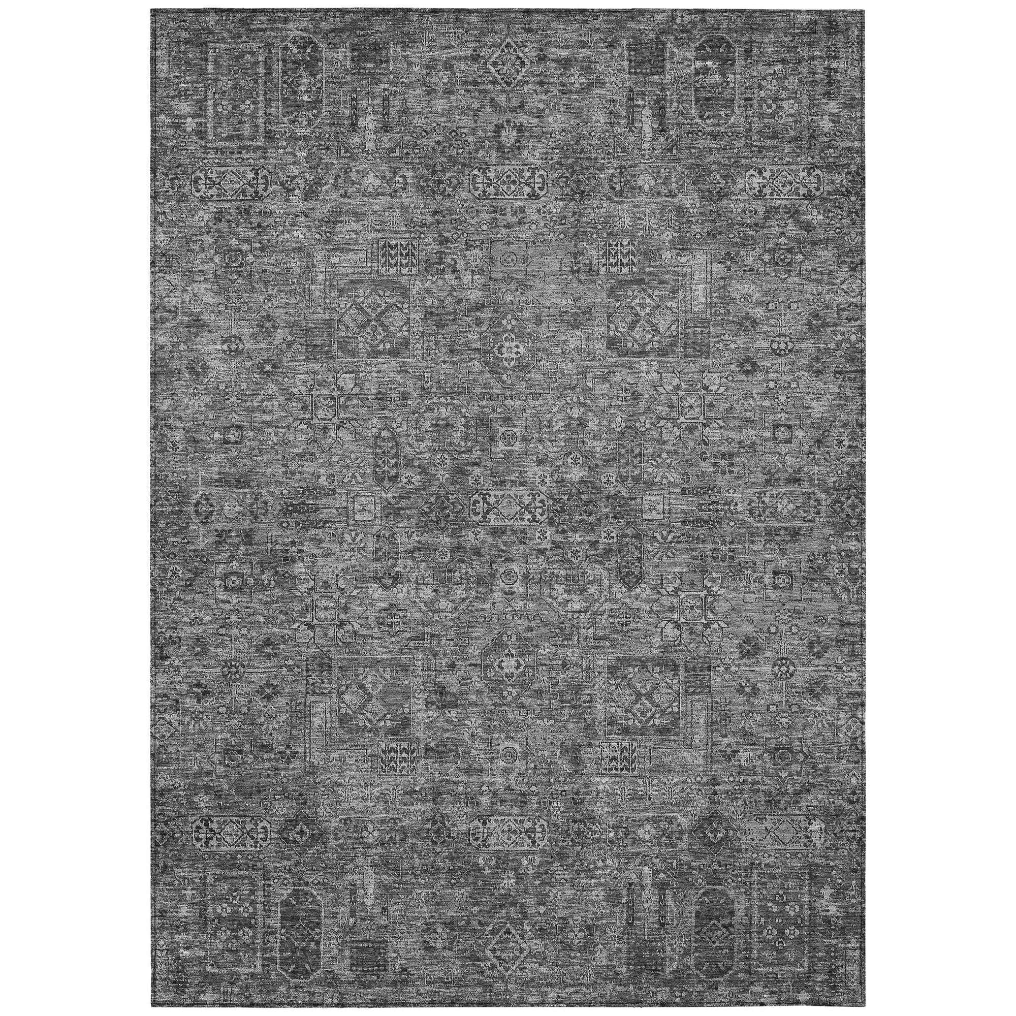 Machine Washable Charcoal Gray Rug - Indoor / Outdoor - Kids / Pet Friendly Panel Print Rug